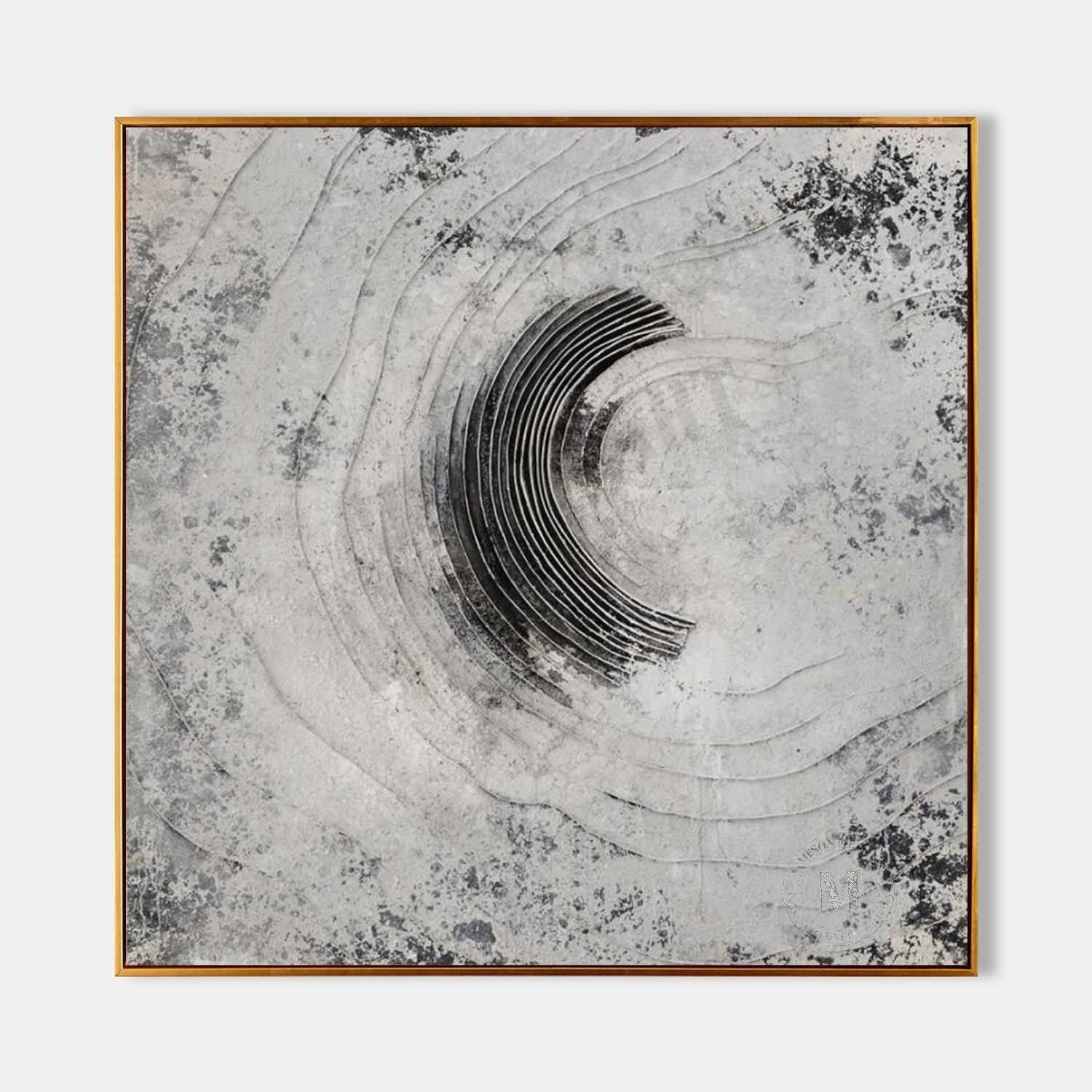 Large 3D Grey Texture Painting Grey Abstract Canvas Wall Decor Art For Sale