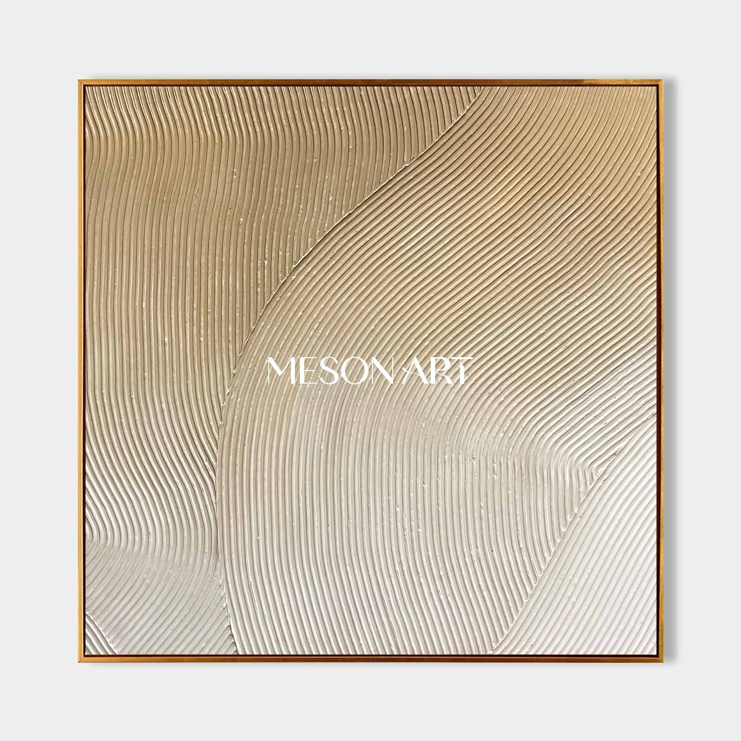 Champagne Gold Abstract Textured Wall Art Modern Plaster Relief Canvas