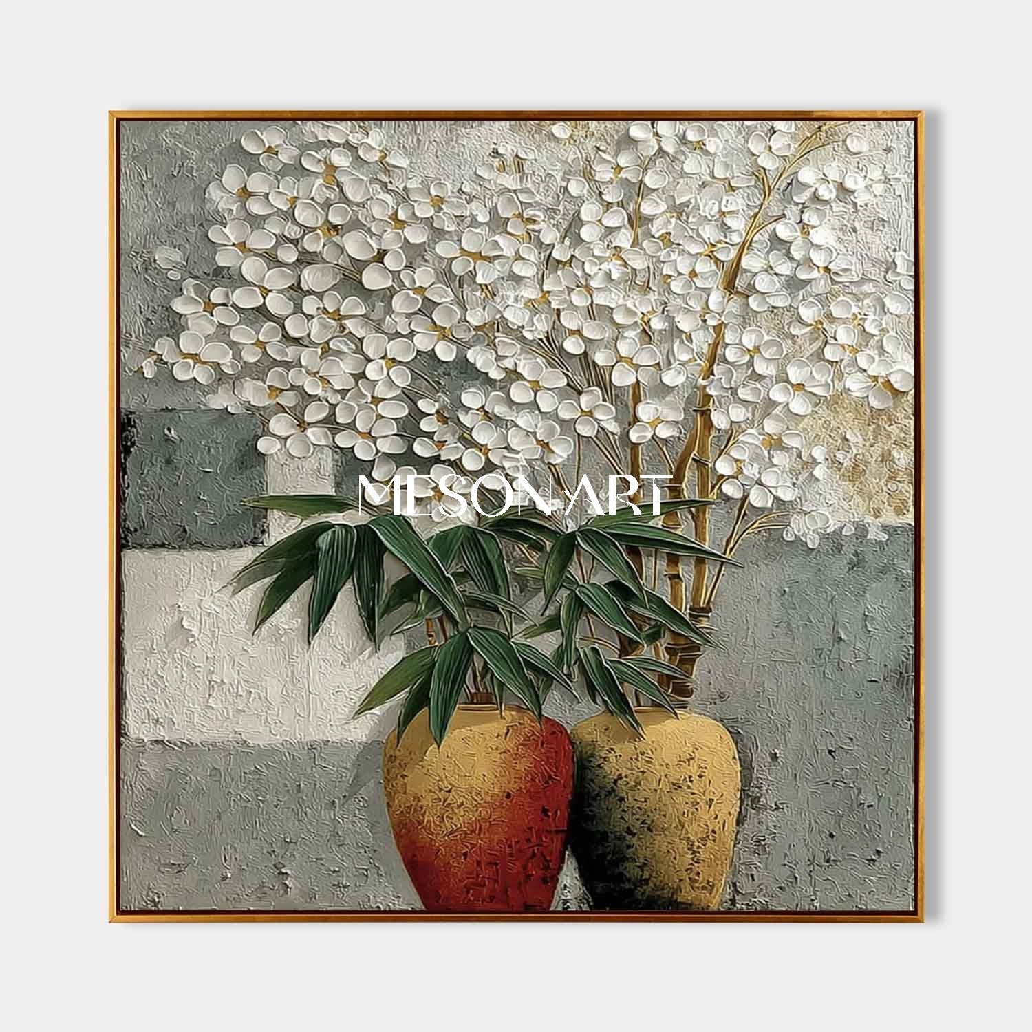 Floral Wall Art Contemporary Botanical Painting Large Textured Floral Canvas for Living Room