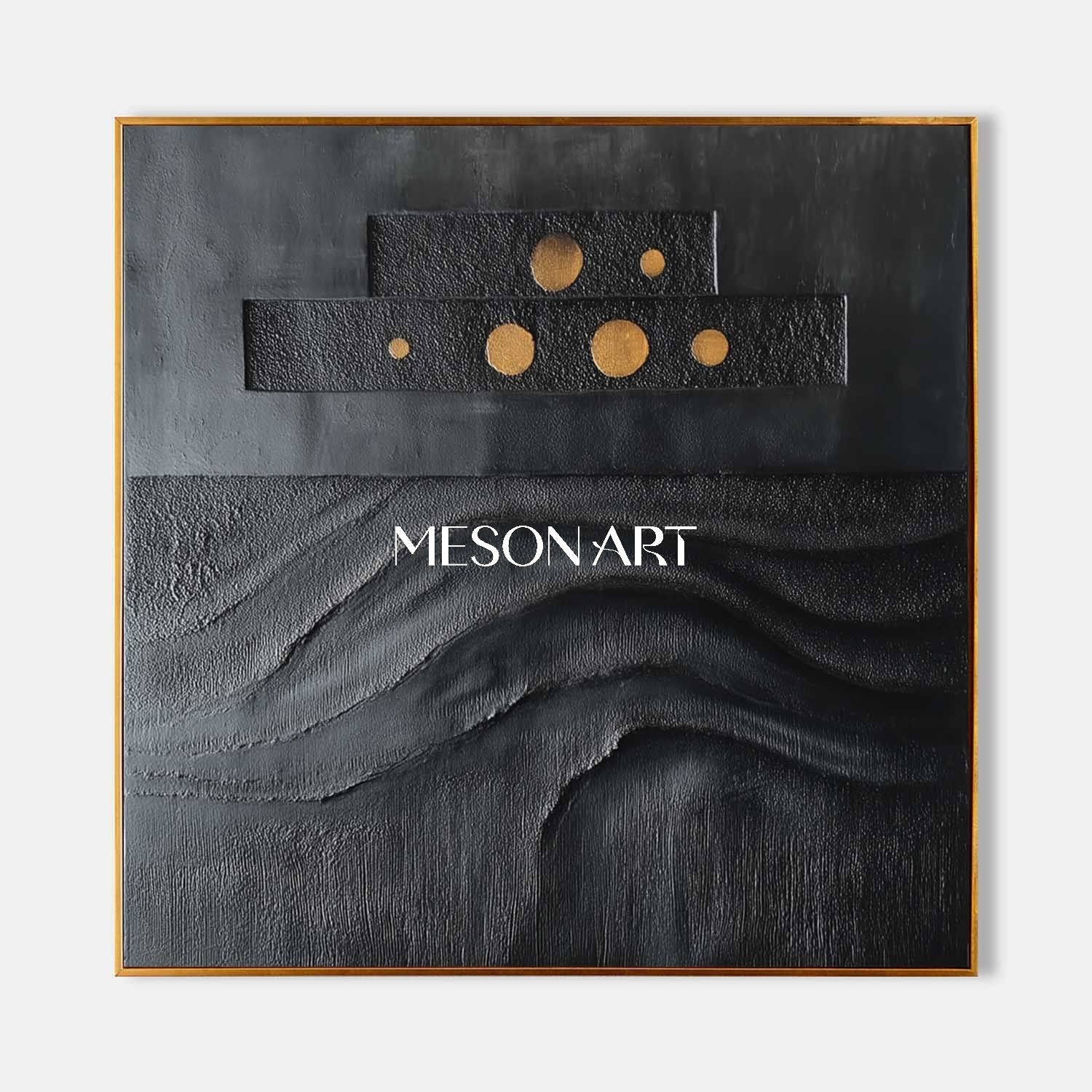 Wabi-Sabi 24×24 Wall Art Black Painting Hand-Painted Abstract