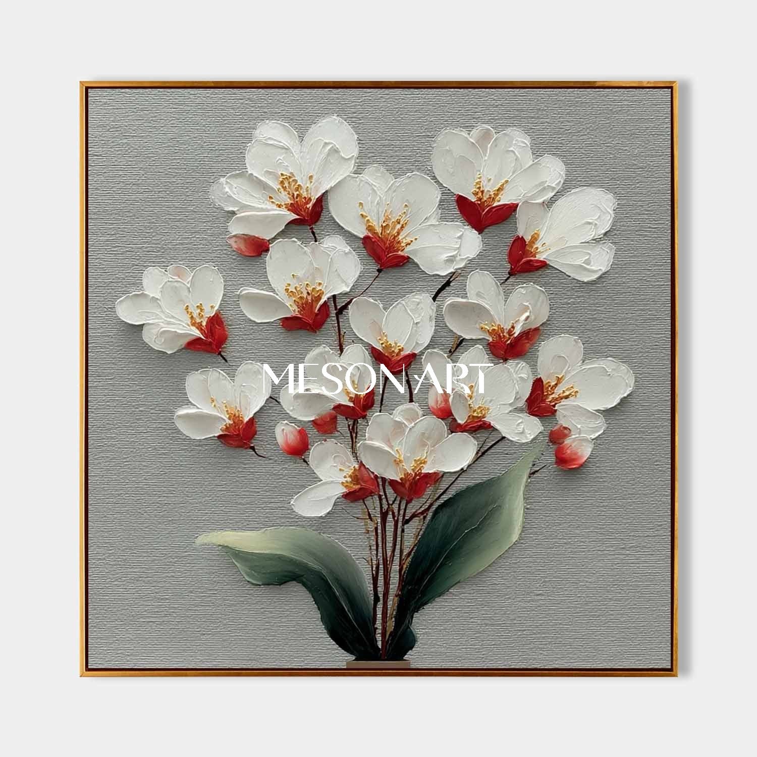 Large Floral Canvas Painting Neutral Floral Painting for Calm Interiors Floral Wall Art for Sale