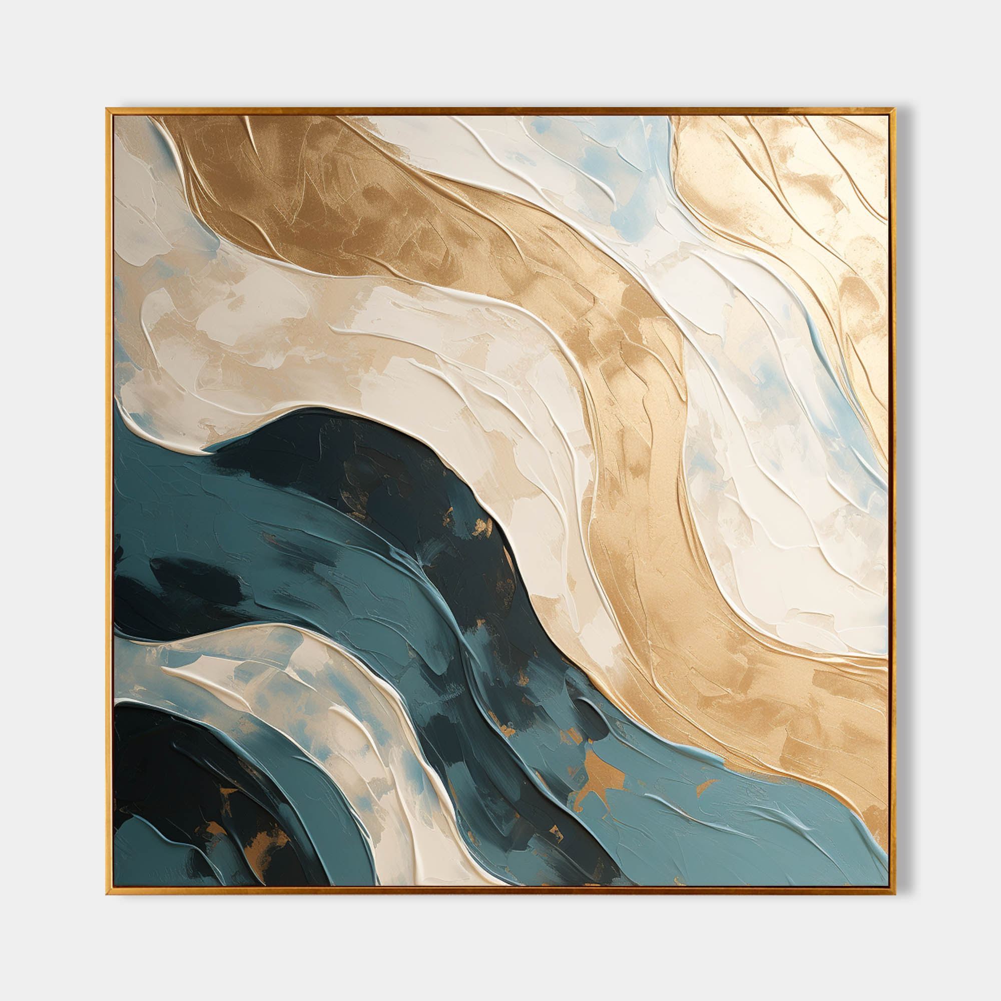 Large Gold and Blue Abstract Wall Art Gold and Blue Texture