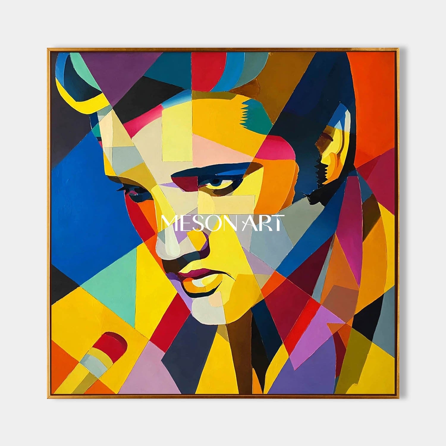 Colorful Geometric Portrait Wall Art Modern Abstract Canvas Painting