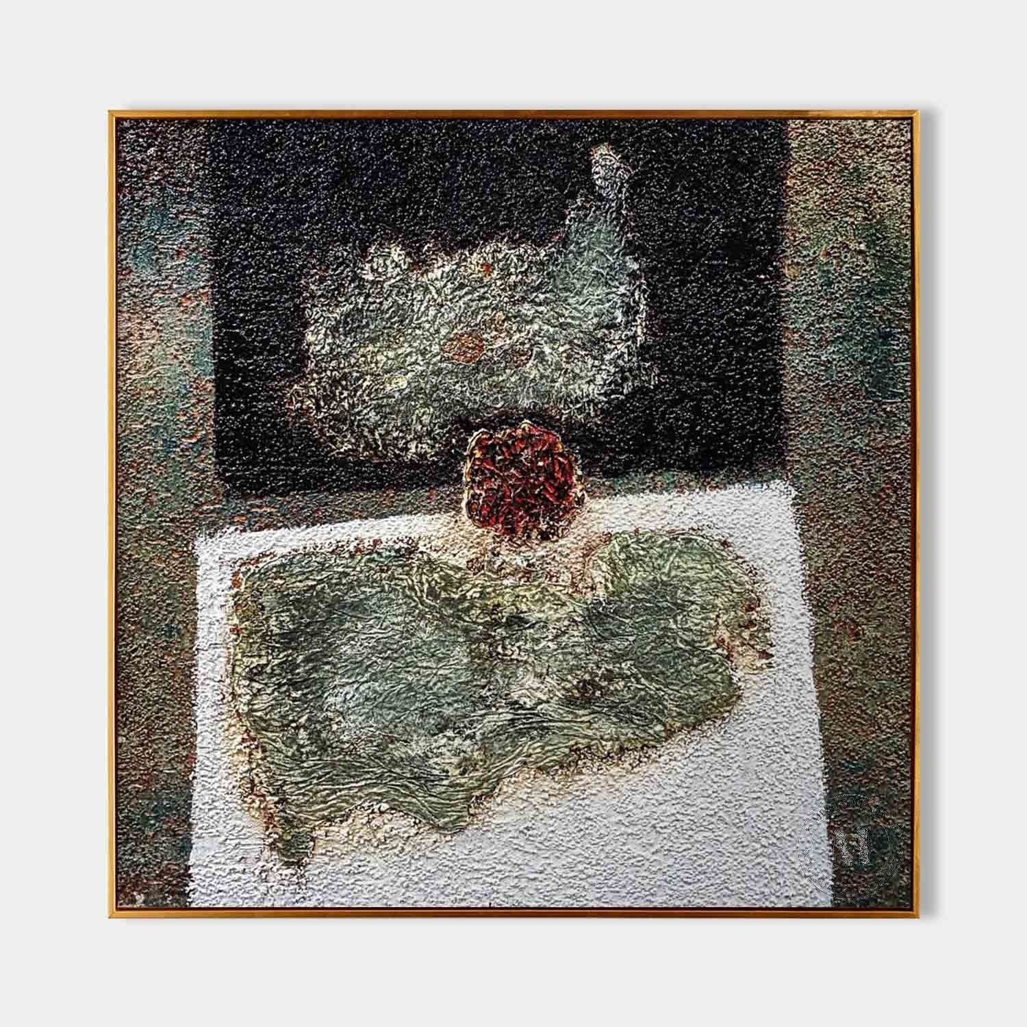 Green and White Texture Paintings for Sale Green and White Minimalist Abstract Canvas Wall Art
