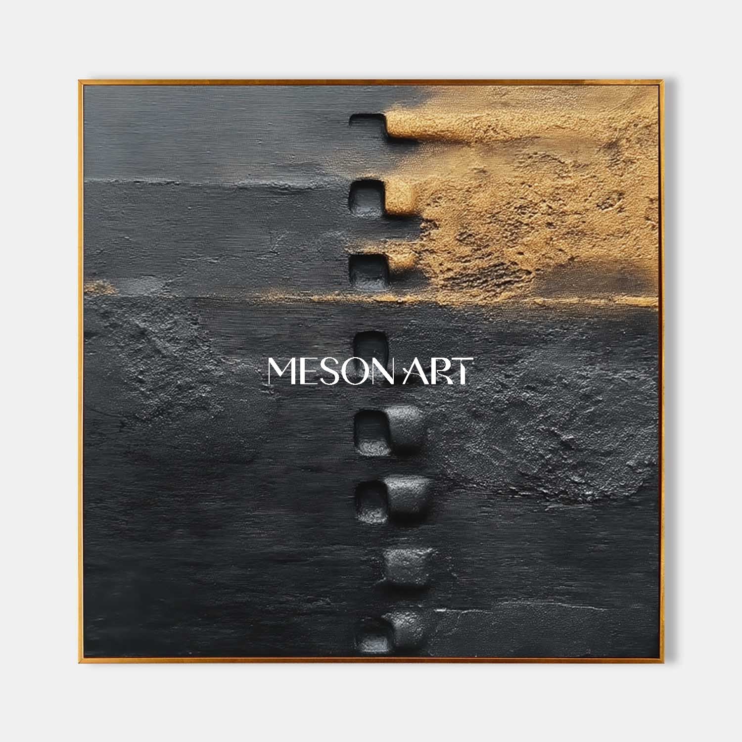 Shop Textured Black and Gold Handmade Abstract Canvas Art for Office