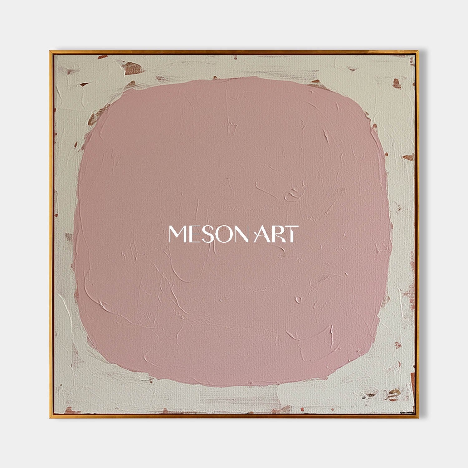 Pink Contemporary Minimalist Hand Painted Textured Canvas Living Room