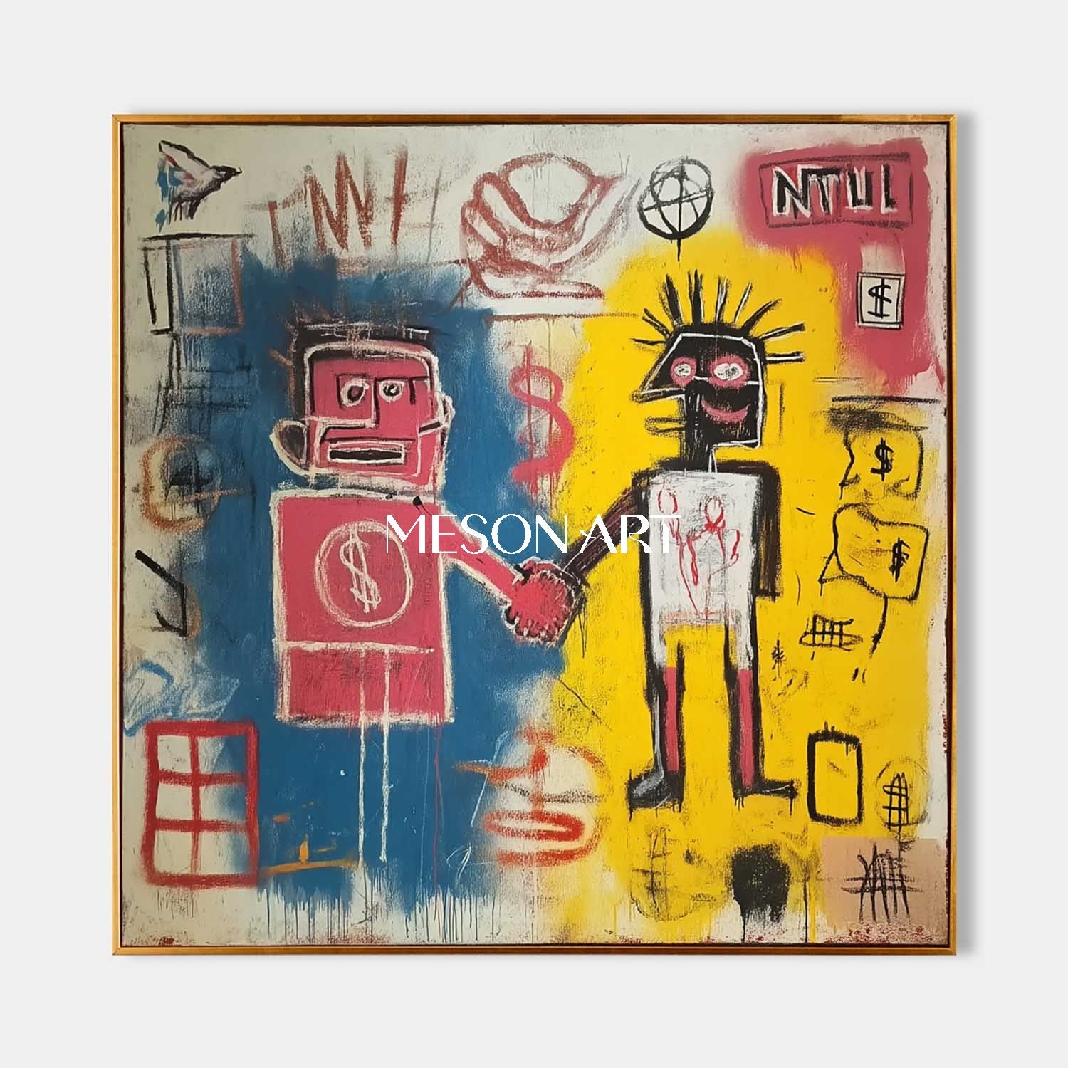 Large Urban Pop Canvas Yellow Handmade Statement Wall Art On Sale