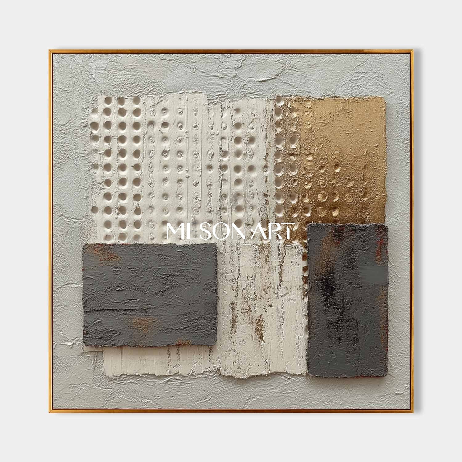 Large Gray Abstract Canvas Modern Textured Wabi-Sabi Wall Art