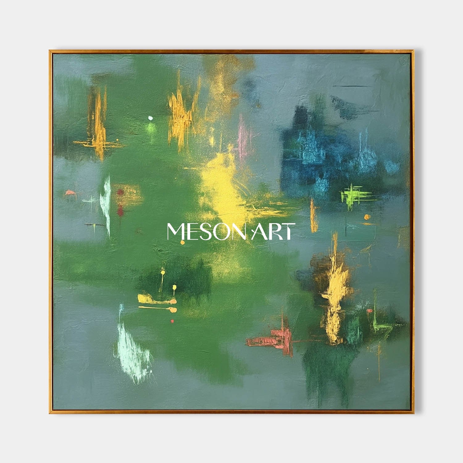 Vibrant Green Forest Painting Large Abstract Nature Art Living Room