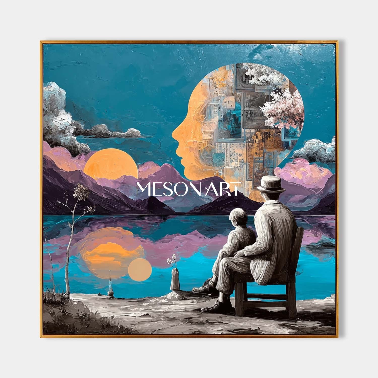 Mindscapes of Time Surrealist Art Textured Framed Canvas Wall Decor