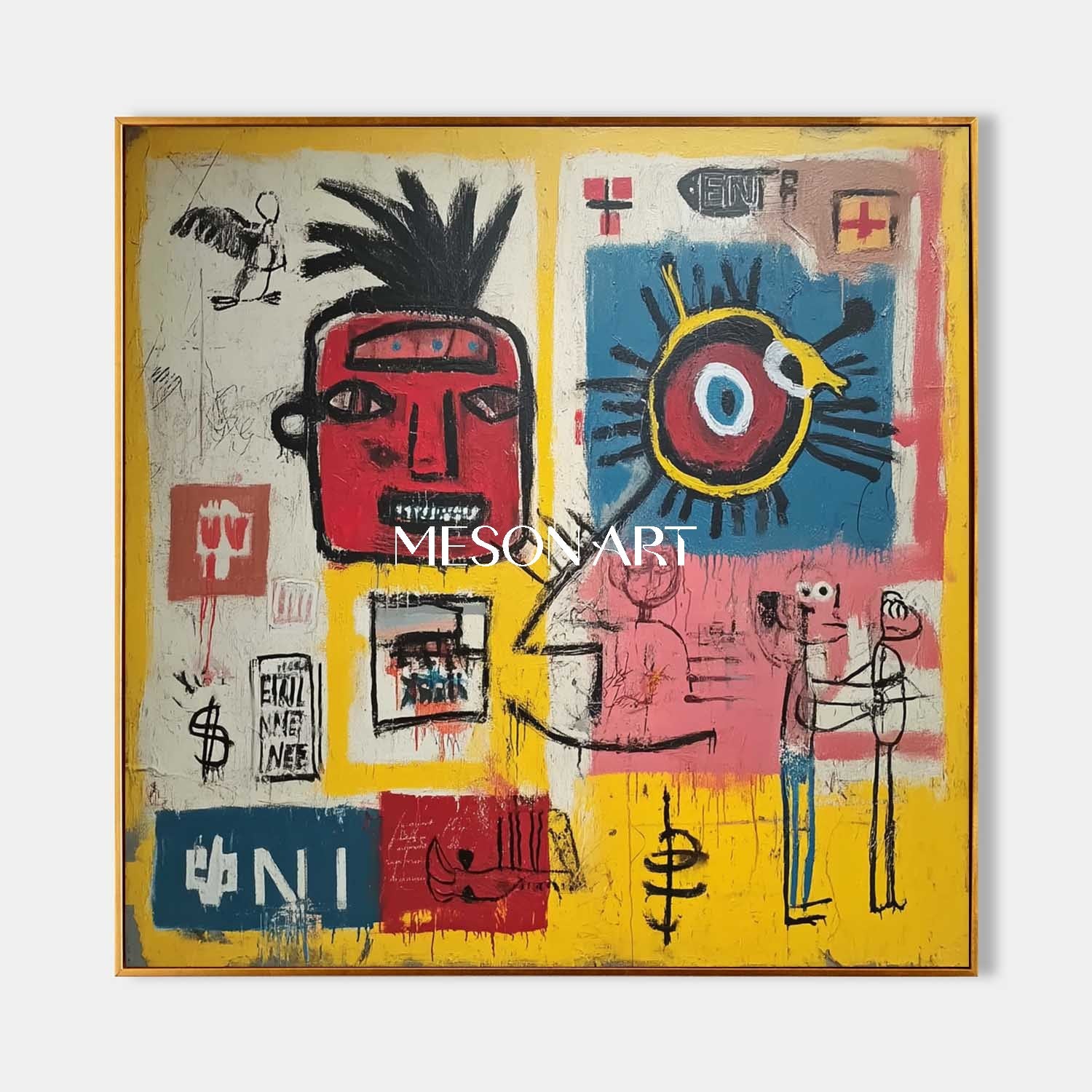 Large Urban Pop Canvas Yellow Handmade Statement Wall Art On Sale