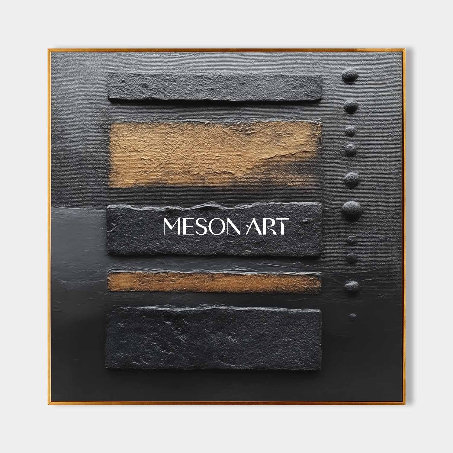 Order Black and Gold Textured Abstract Painting Framed for Bedroom