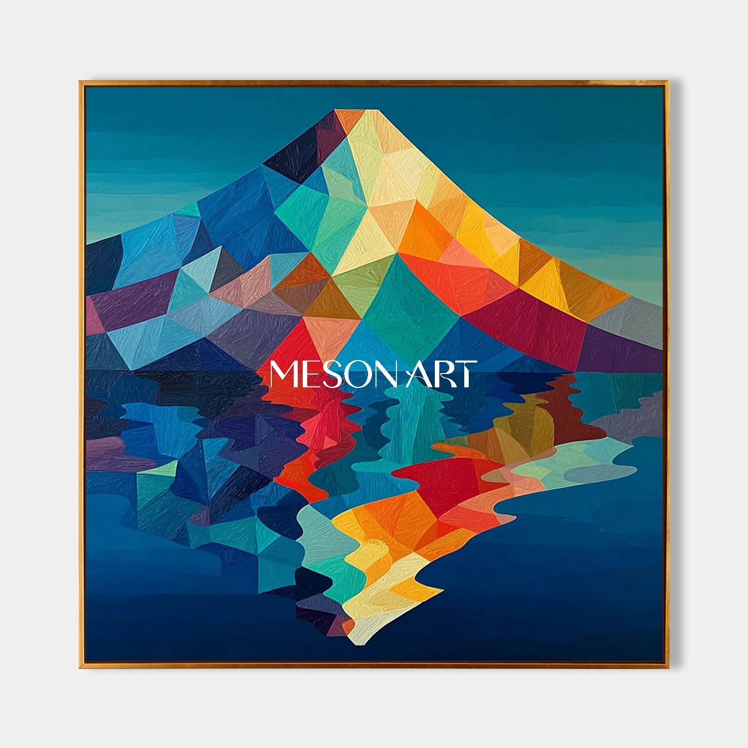 カラフルな幾何学的な山の壁アート抽象的な風景キャンバス絵画 – MesonArt