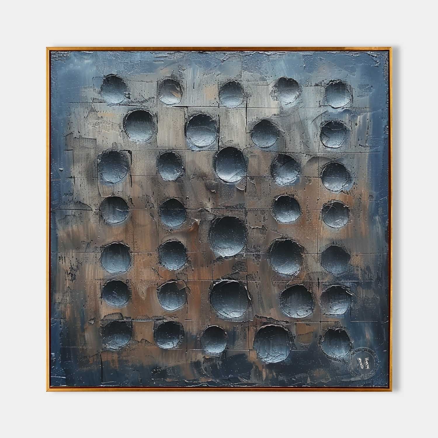 Large 3D Blue Abstract Canvas Art Wabi Sabi Abstract Art for Sale Blue Canvas Wall Painting