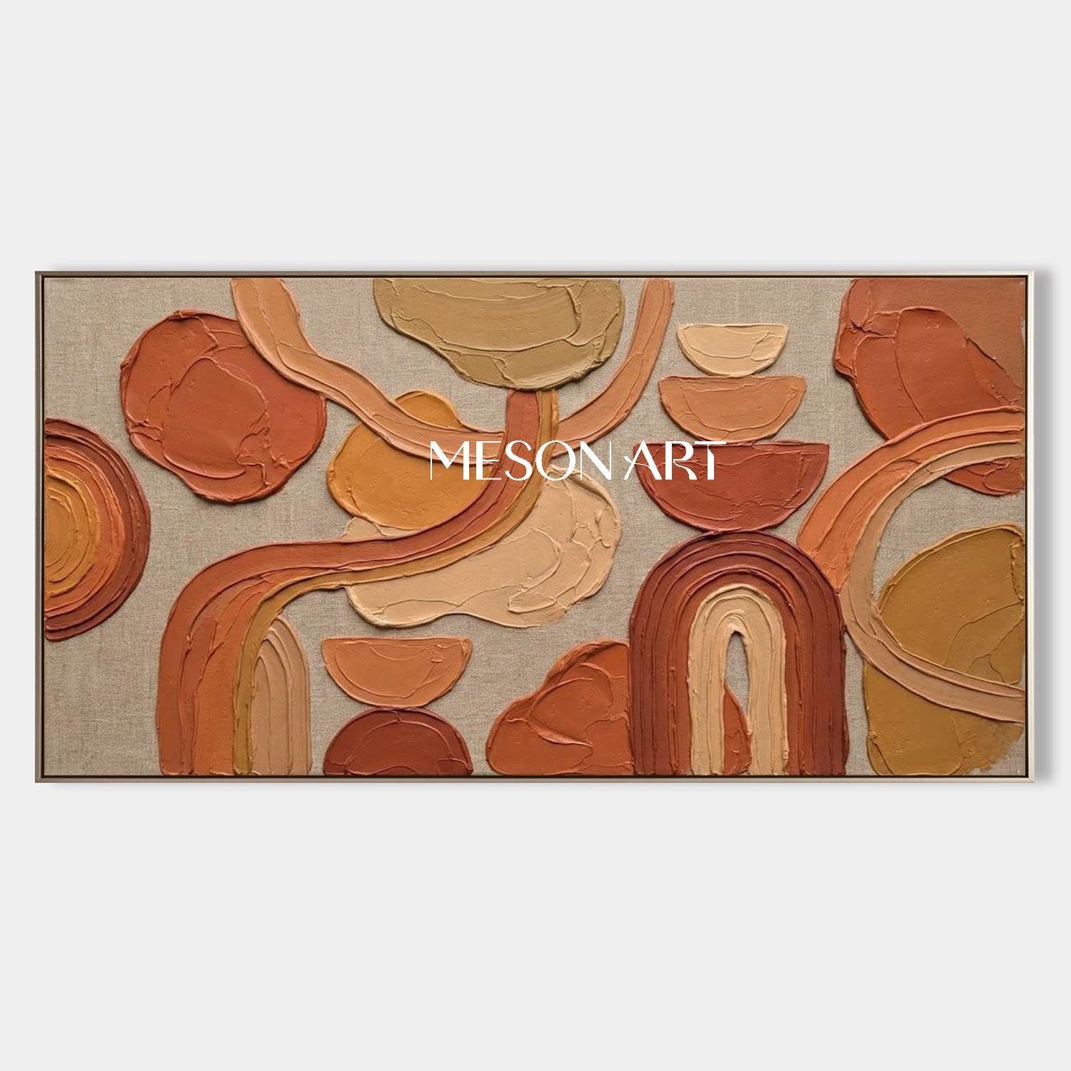 3D Arched Lines Abstract Art Canvas Large Bohemian Minimalist Painting