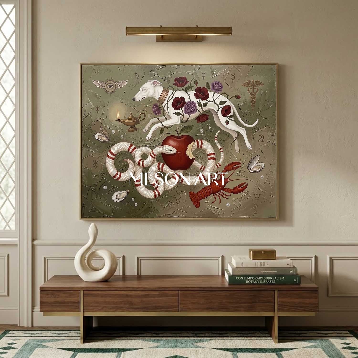 Large Handmade Symbolist Canvas Surrealist Wall Art Luxury Villa Decor