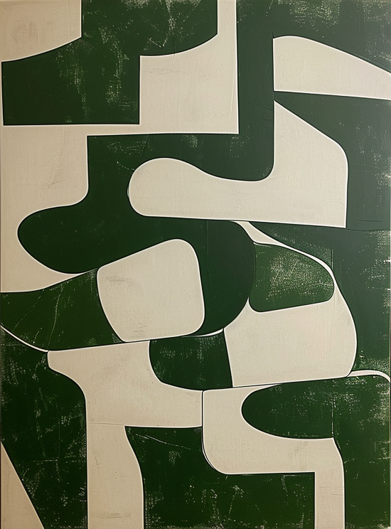 Green and Beige Minimalist Art 3 Piece Set Wabi-Sabi Wall Art Green and Beige Canvas Oil Paintings