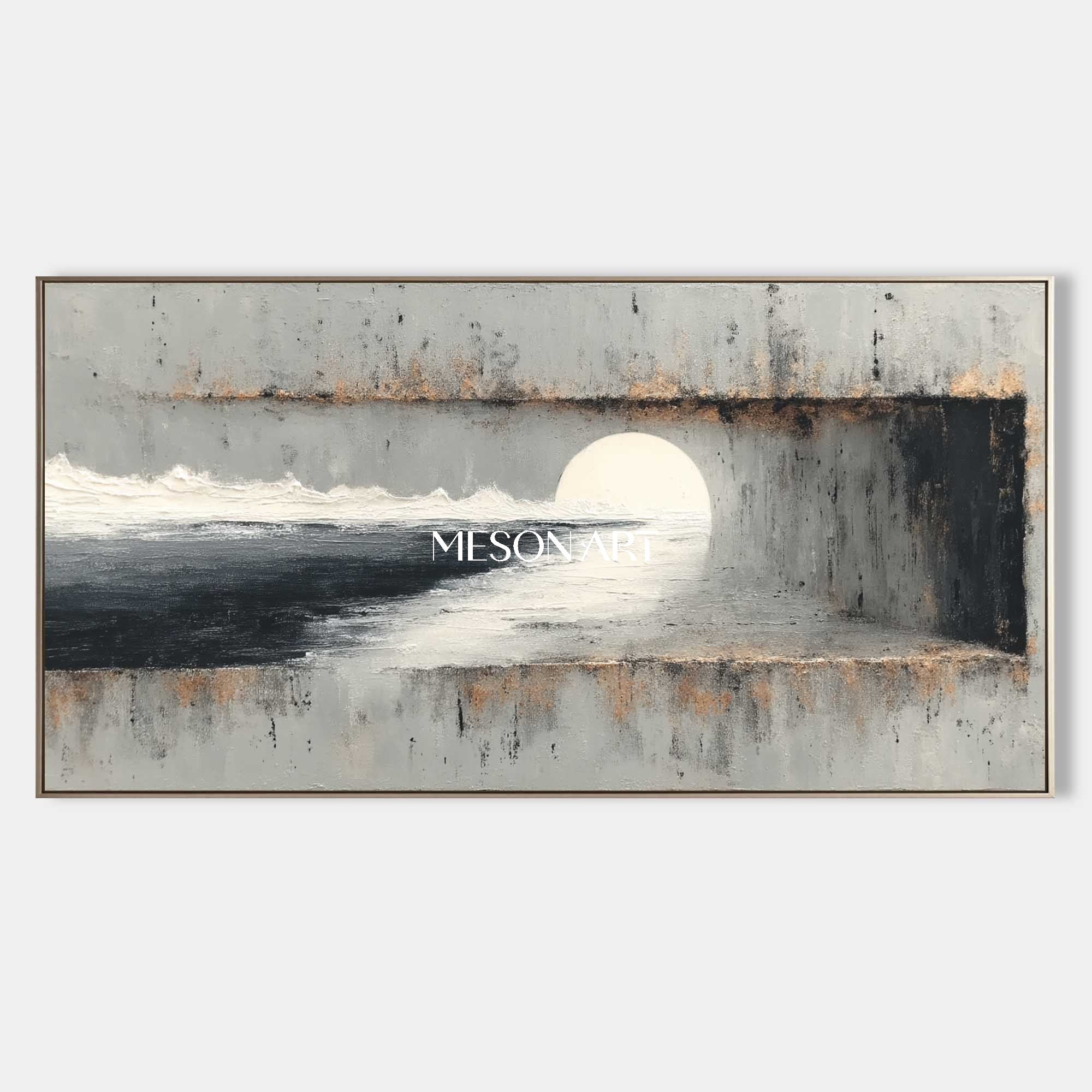 特大ワビサビ抽象絵画テクスチャードキャンバス額装ウォールアート