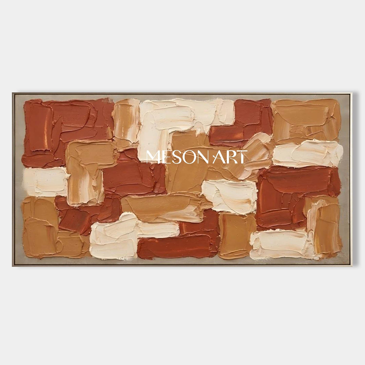 Terracotta Abstract Wall Art For Bedroom Bohemian Minimalist Painting