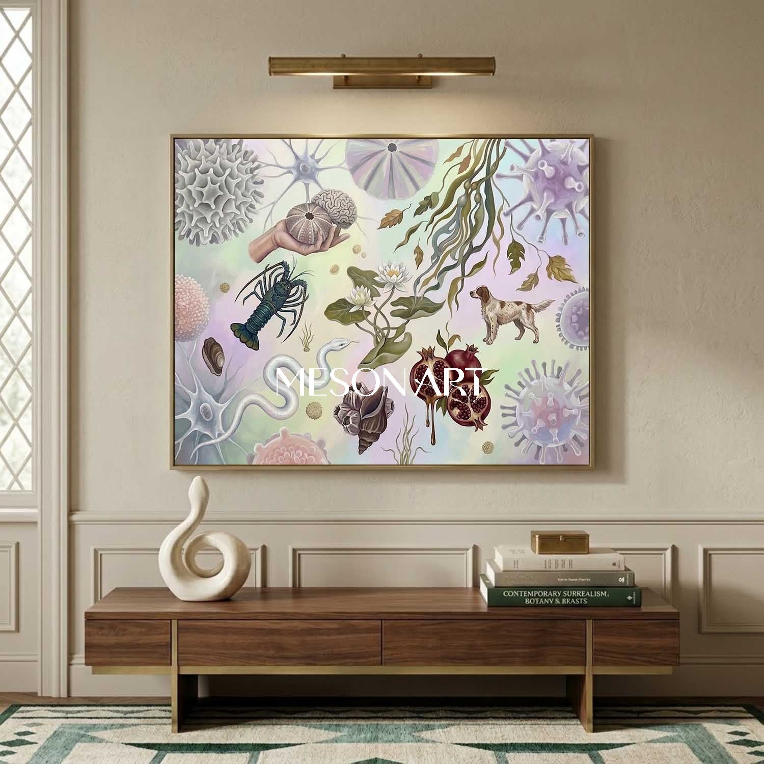 Whimsical Nature Large Surrealist Textured Canvas Wall Art for Office