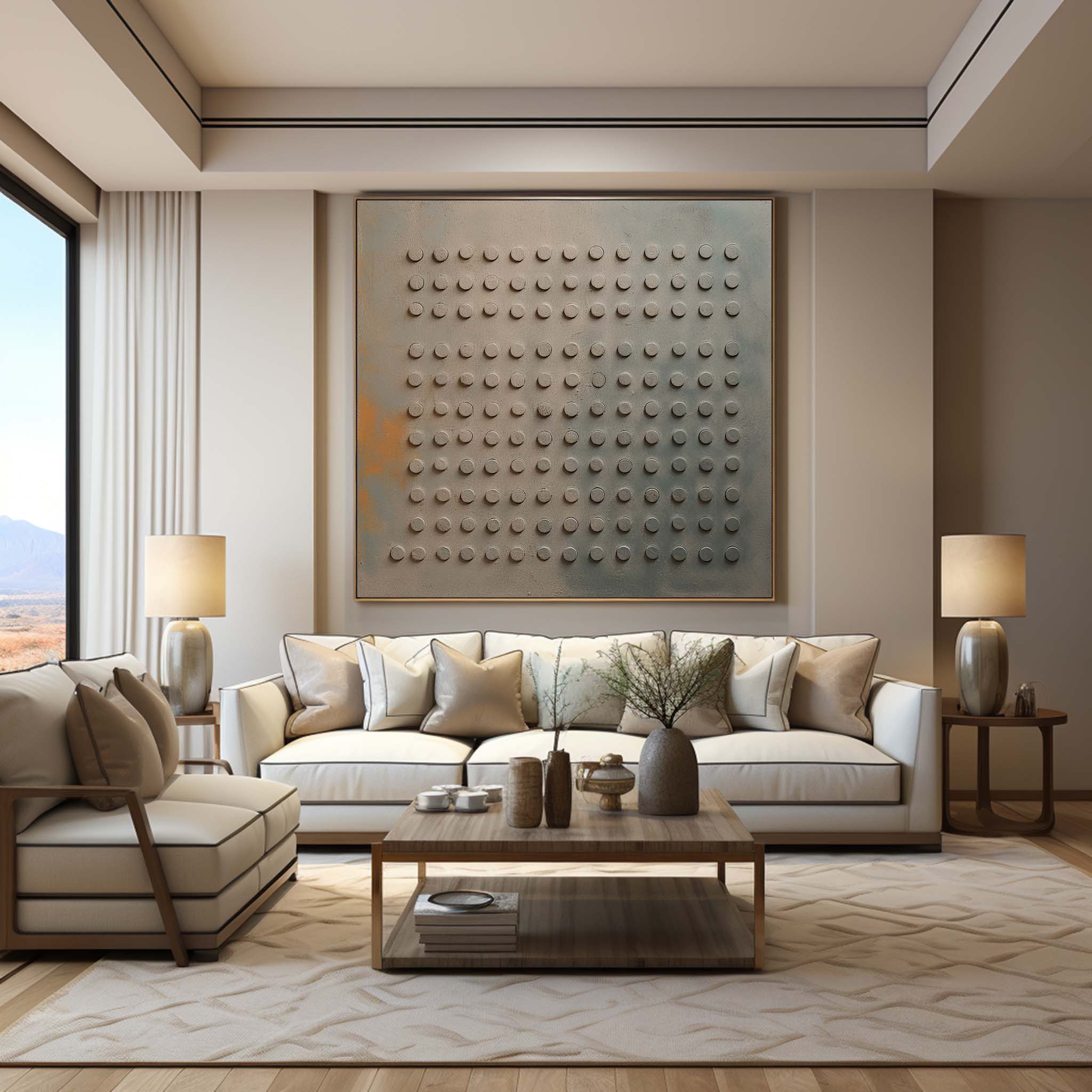 Large 3D Brown And Blue Minimalist Canvas Wall Art Brown And Blue Texture Art Wabi Sabi Painting
