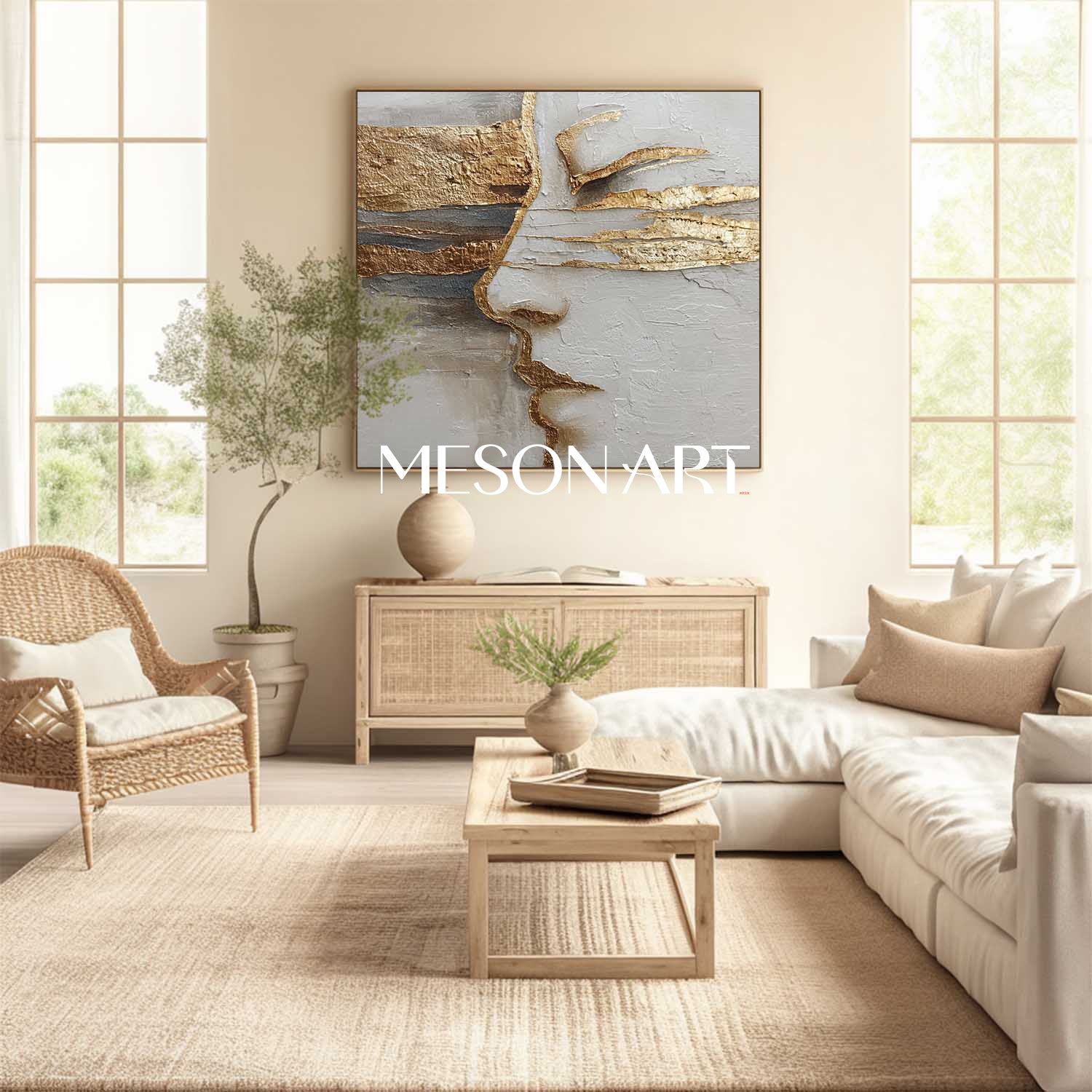 Gold and Gray Abstract Textured Wall Art Modern Textured Canvas for Home Décor
