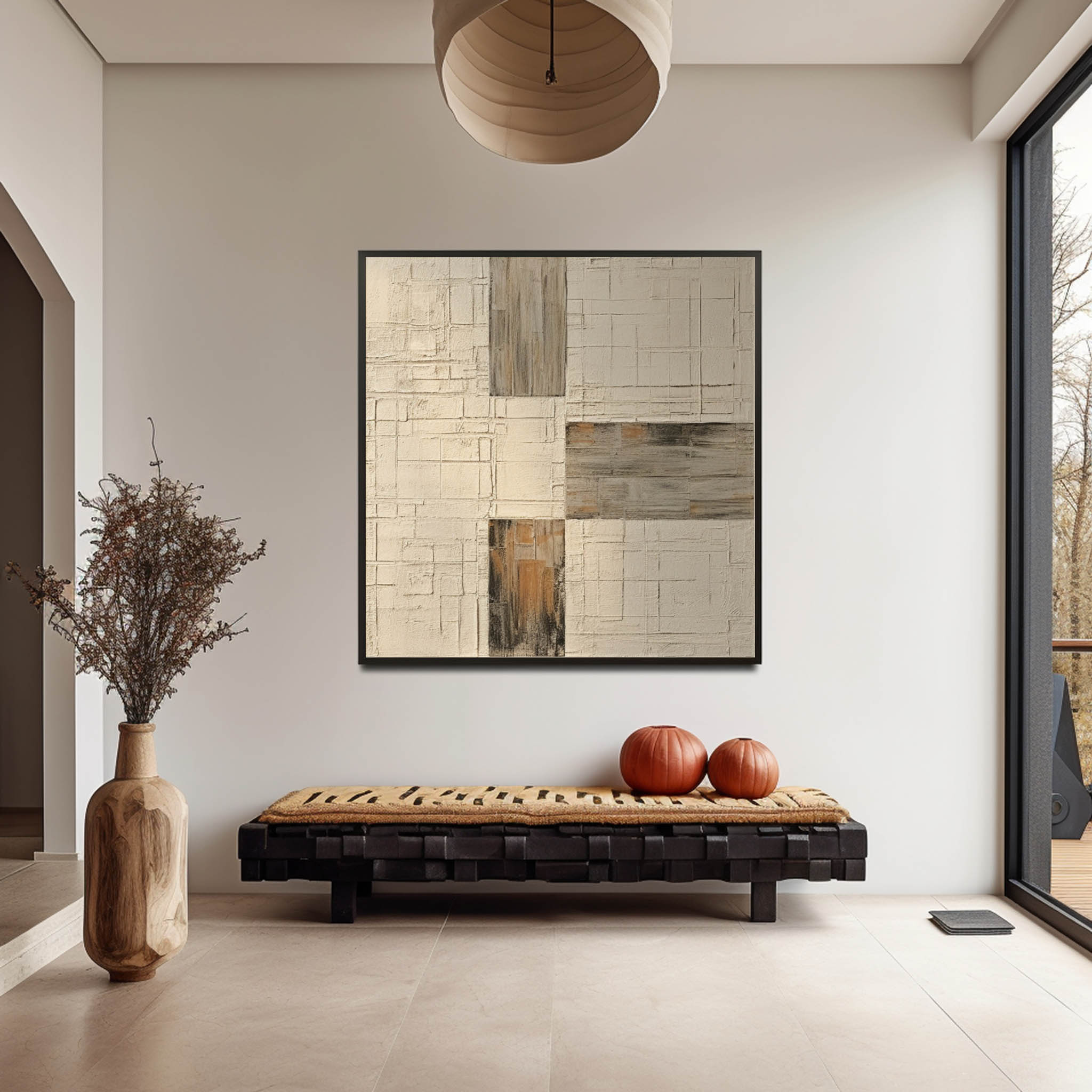 Beige Minimalist Wall Painting Beige Textured Abstract Art Wabi-Sabi Art Beige Canvas Painting