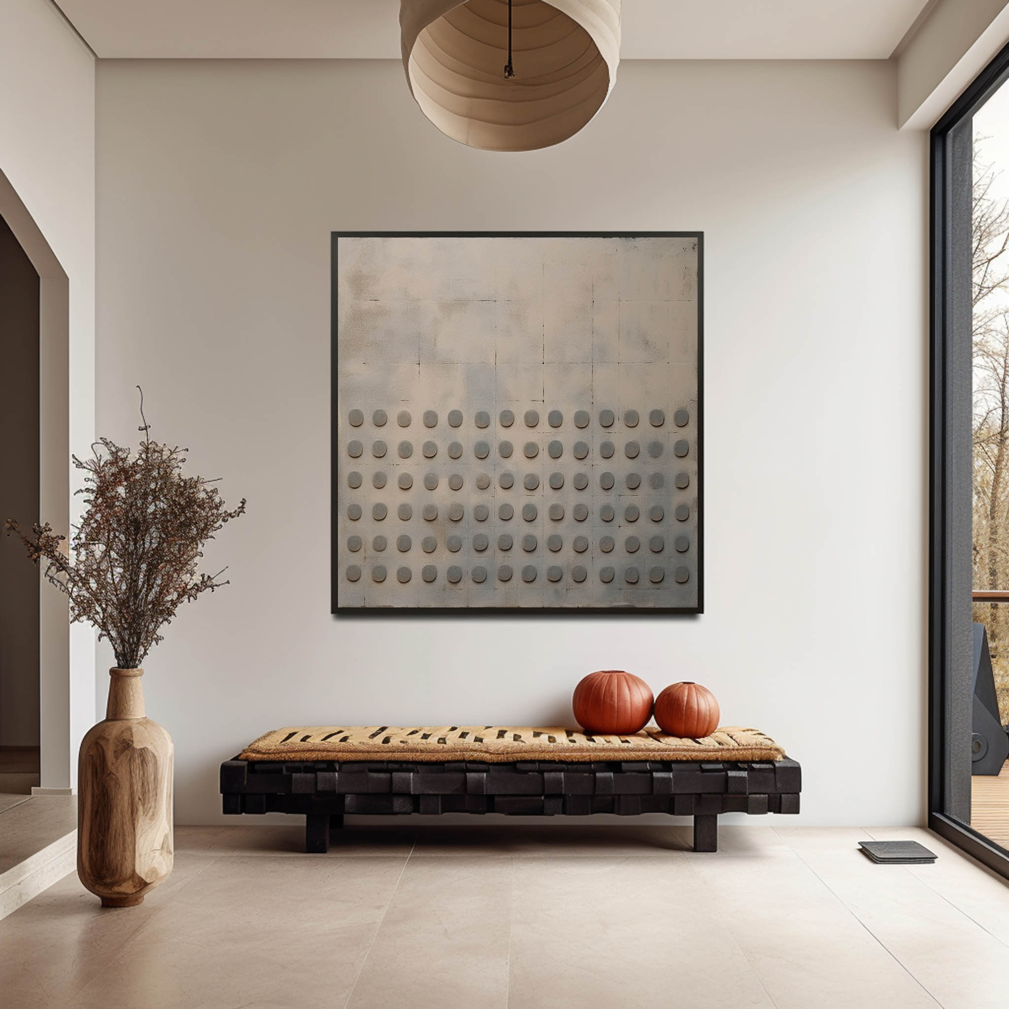Beige and Brown 3D Abstract Texture Painting Wabi-sabi Art Beige and Brown Minimalist Canvas Wall Art