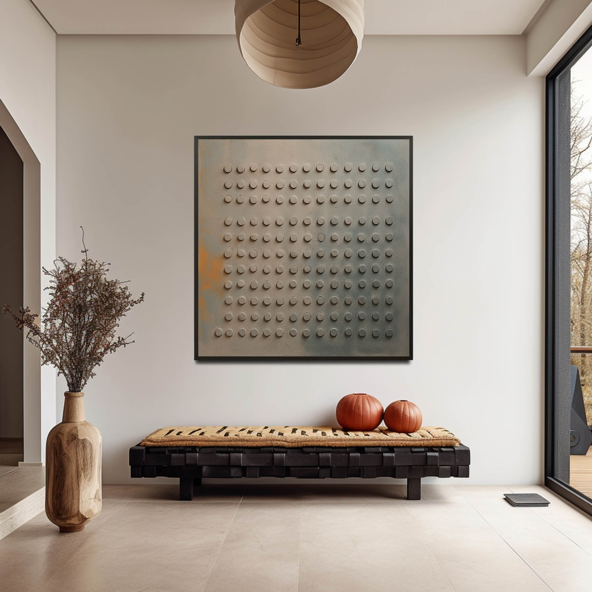Large 3D Brown And Blue Minimalist Canvas Wall Art Brown And Blue Texture Art Wabi Sabi Painting