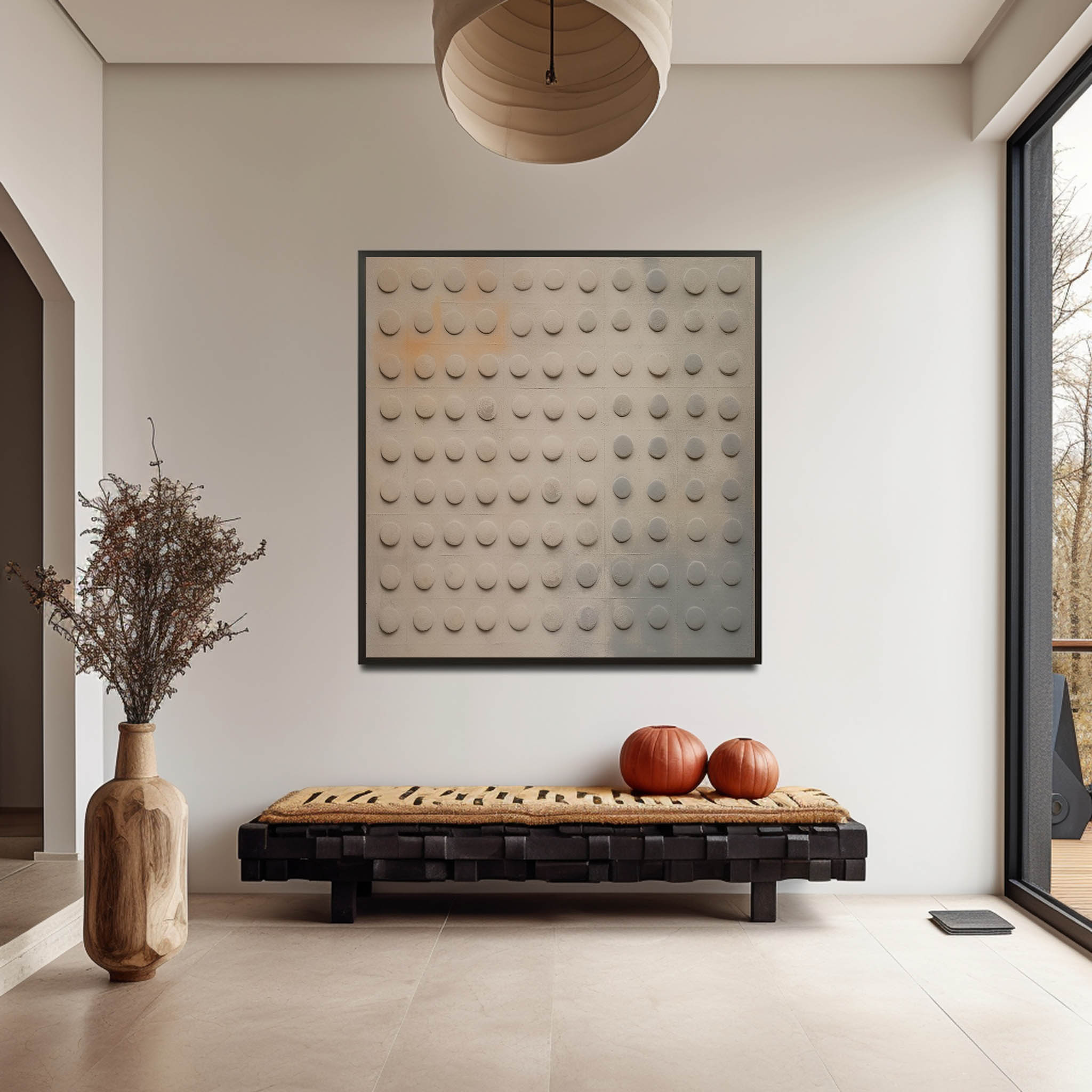 Large 3D Khaki Textured Wall Painting Wabi-Sabi Art Canvas Khaki Abstract Art on Canvas for Sale