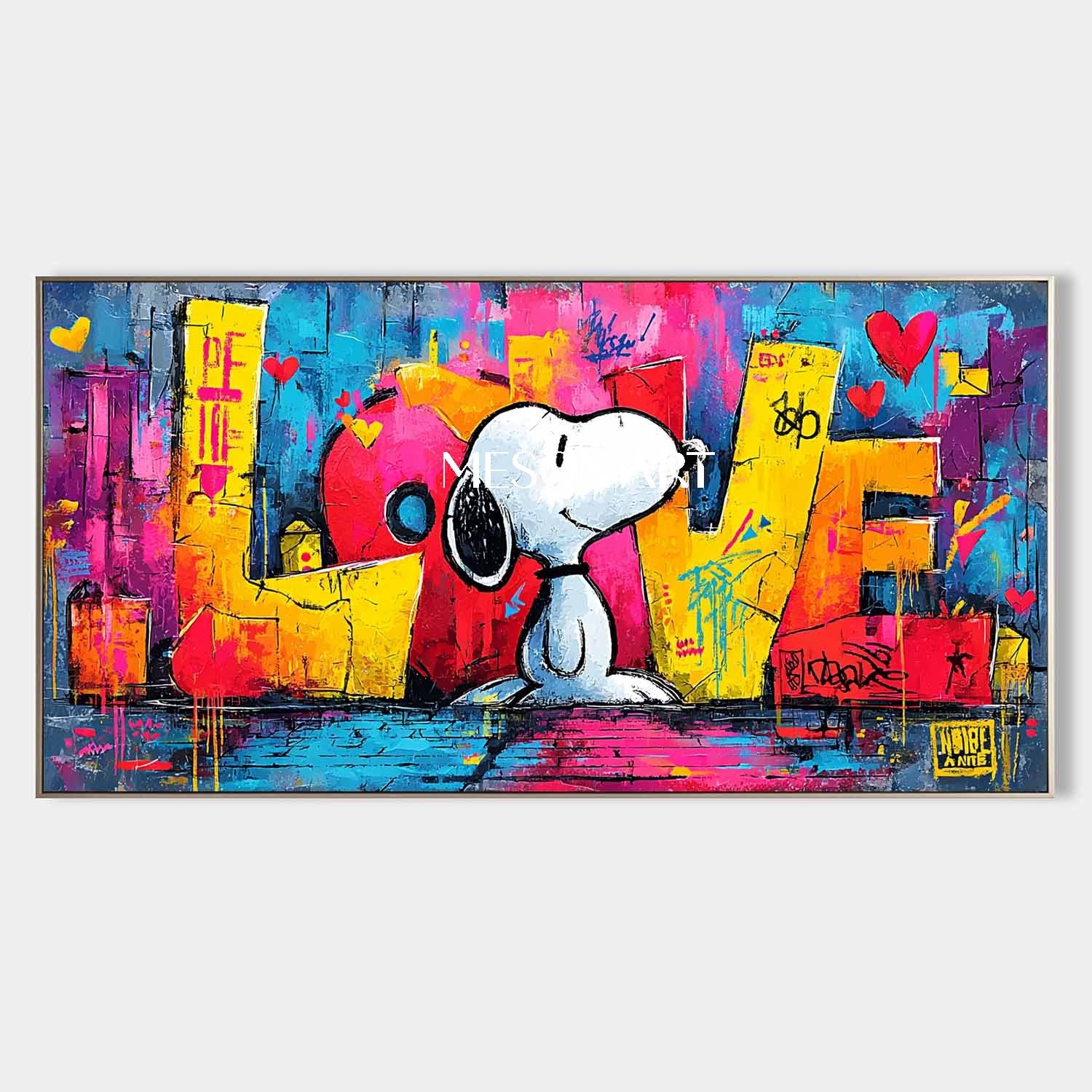 LOVE and Snoopy graffiti abstract art Snoopy pop canvas art Snoopy and LOVE wall decor
