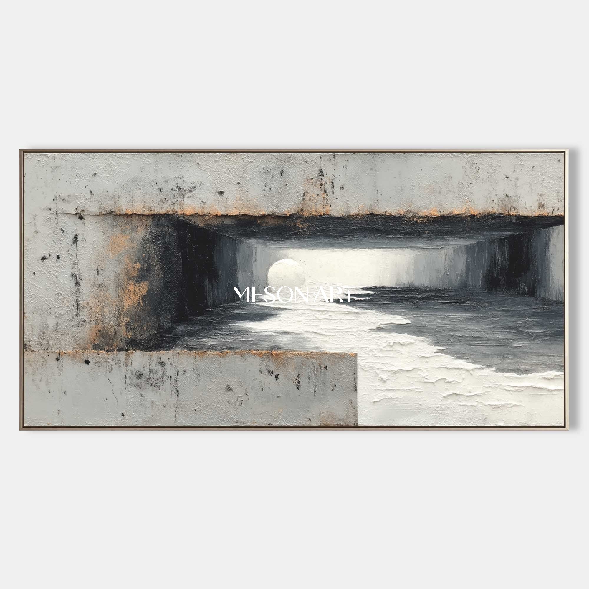 Extra Large Wabi-Sabi Black Abstract Textured Art Framed Wall Canvas