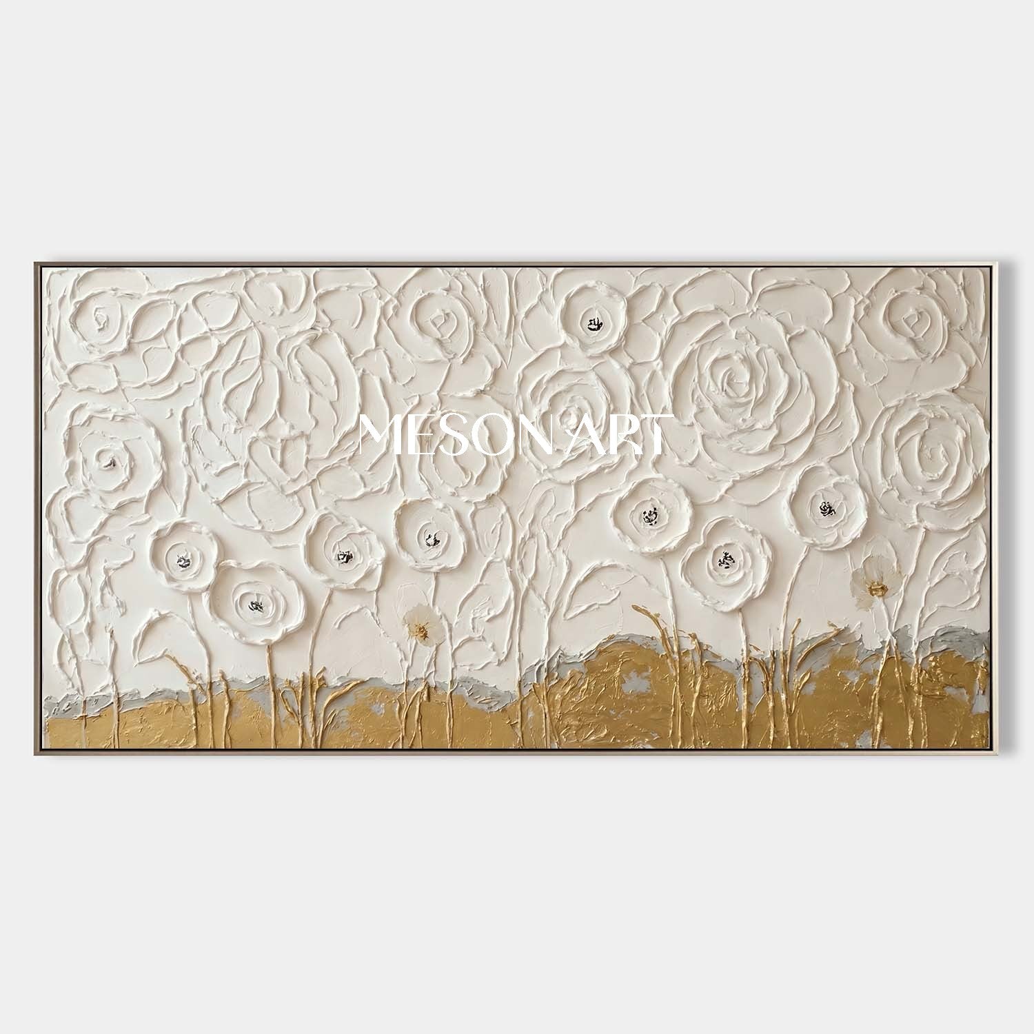 Flowers Texture Abstract Art Floral Canvas Art Plaster Flower Painting