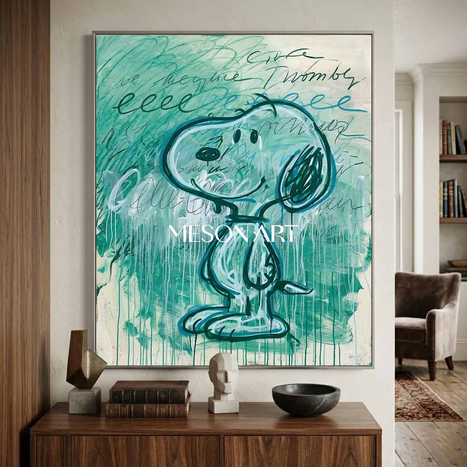 Large Abstract Textured Cartoon Fine Art One of a Kind Wall Decor