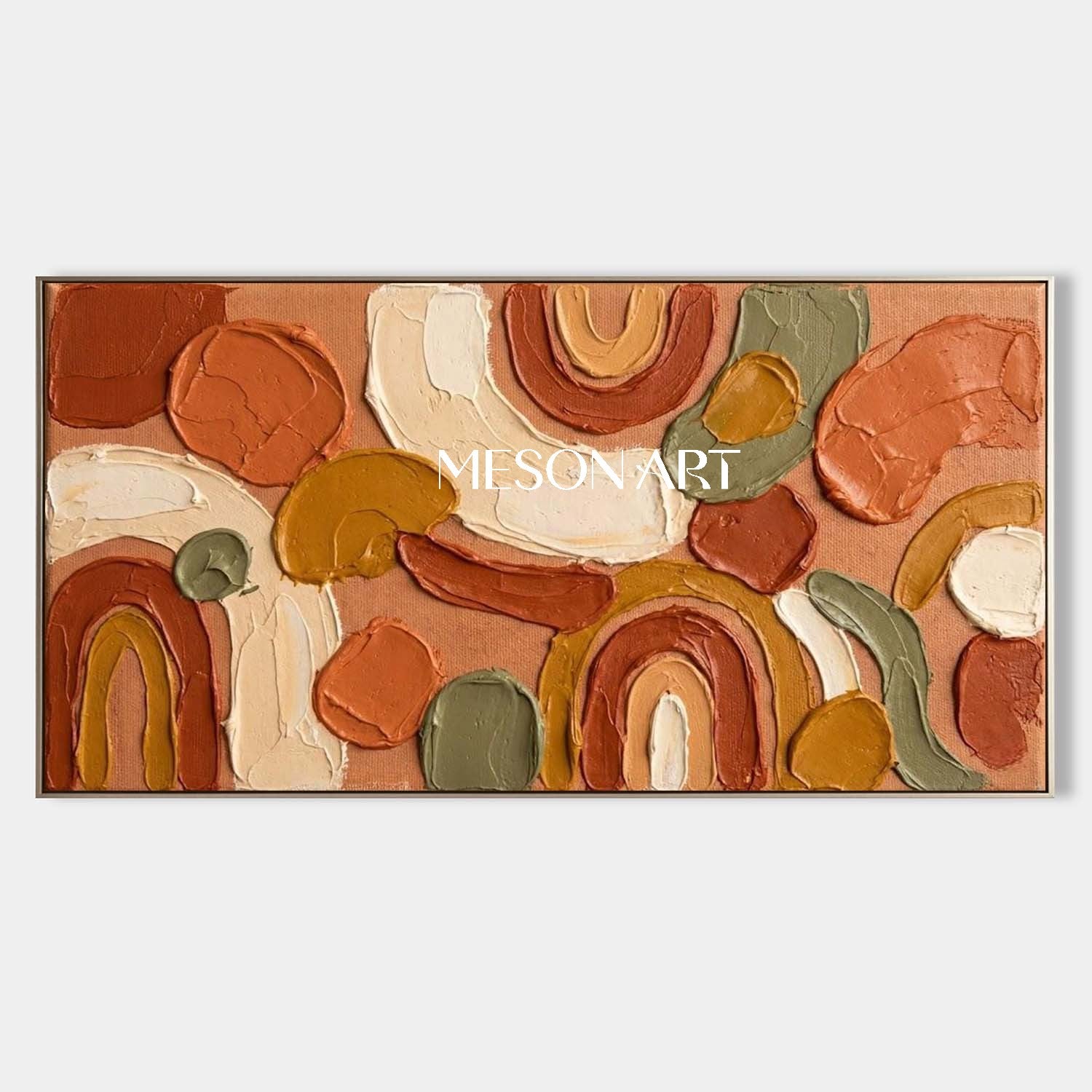 3D Large Bohemian Minimalist Canvas Painting Arched Lines Abstract Art