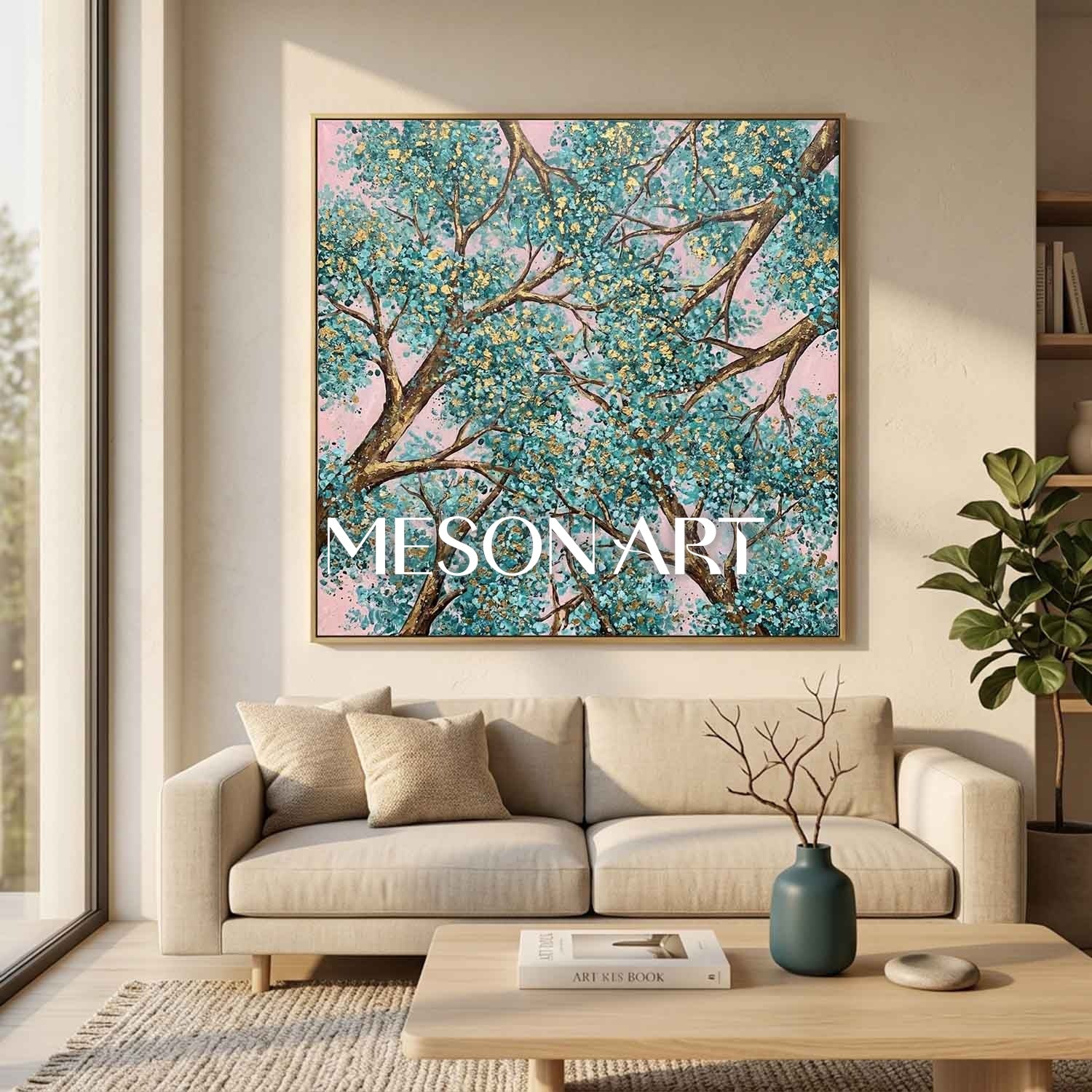Contemporary Cubist Abstract Painting With Geometric Shapes And Neutral Tones For Modern Home Decor