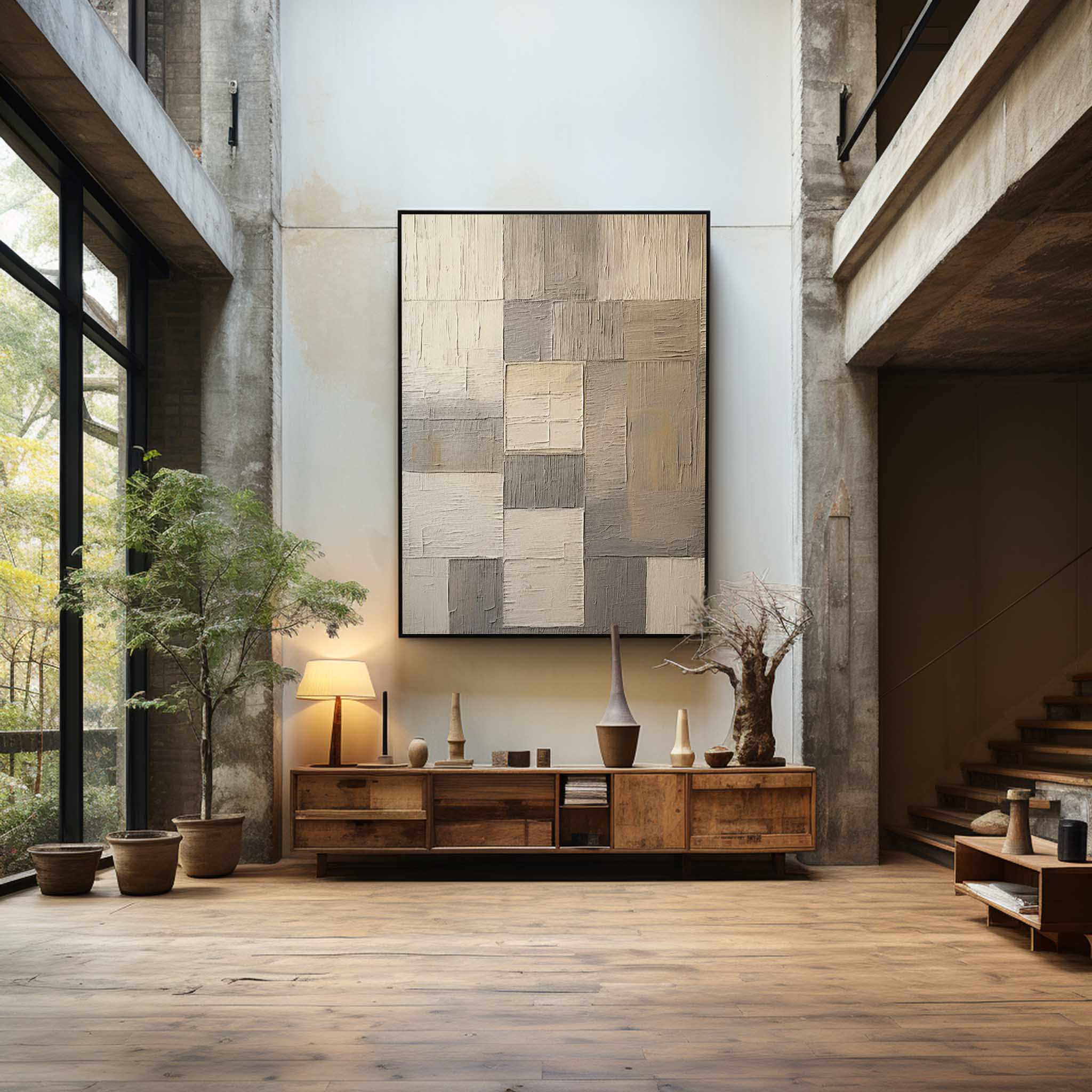 Beige and Brown Minimalist Abstract Art Minimalist Textured Wall Art Beige and Brown Canvas Painting