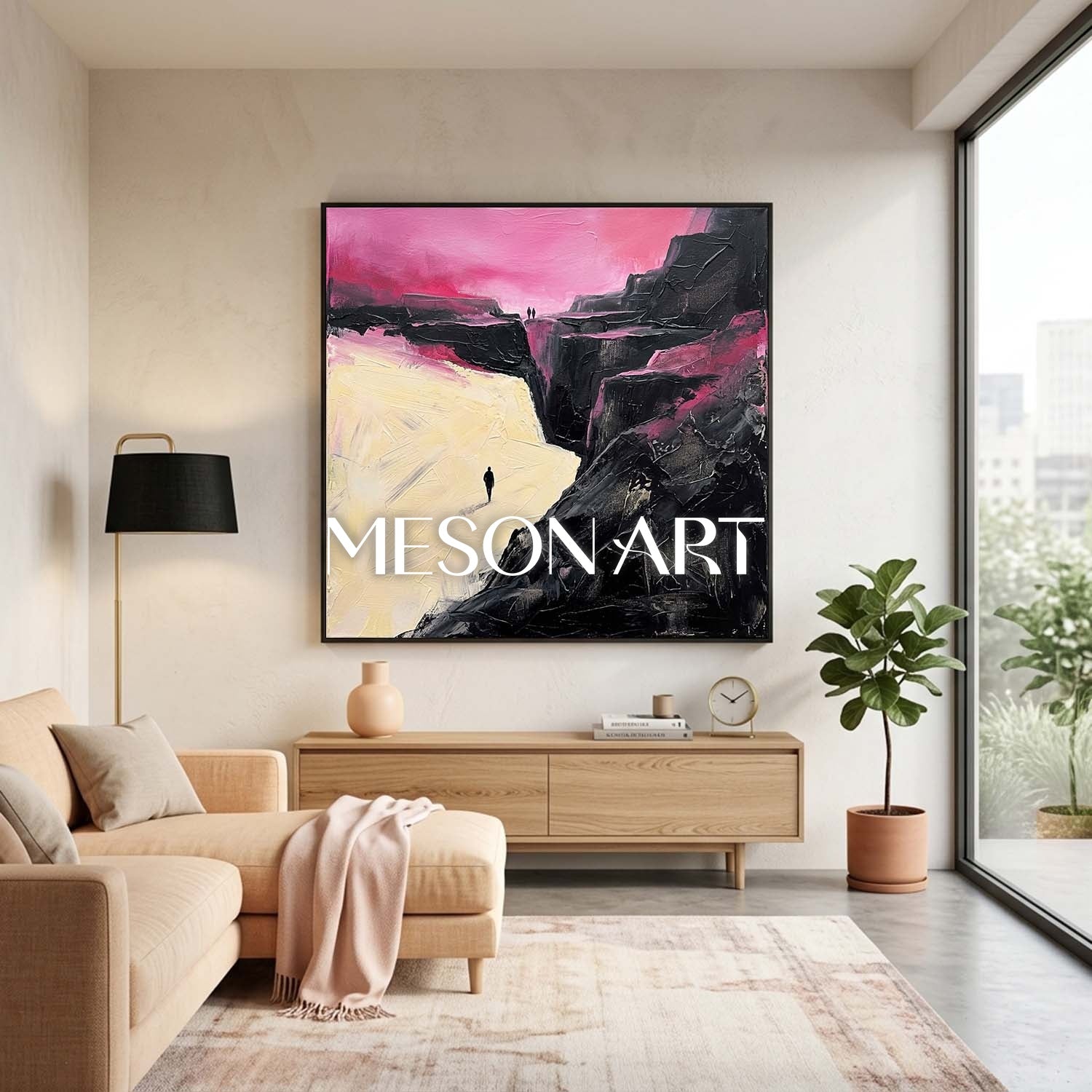Colorful Pop Art Painting With Geometric Shapes For Modern Living Room Decor
