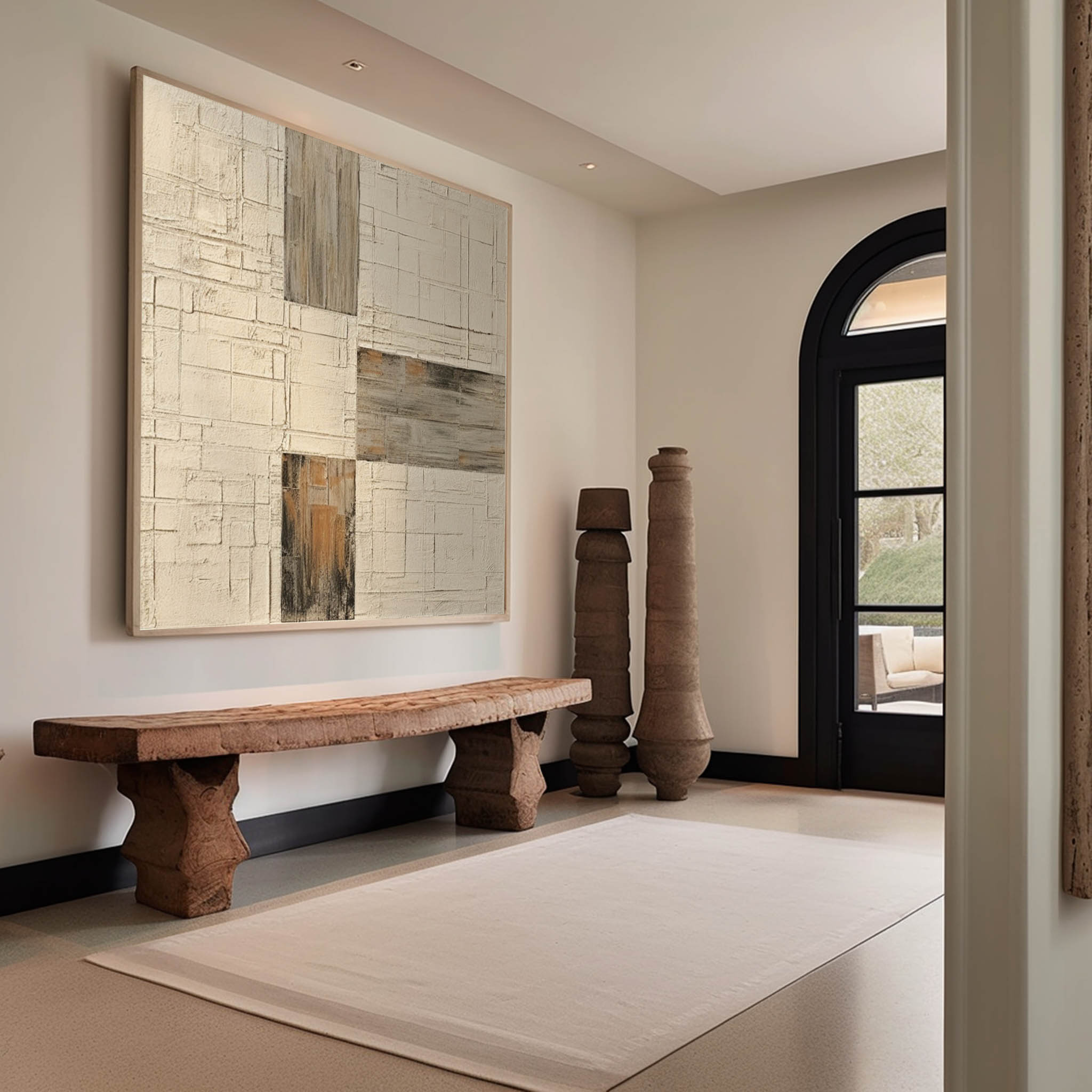 Beige Minimalist Wall Painting Beige Textured Abstract Art Wabi-Sabi Art Beige Canvas Painting