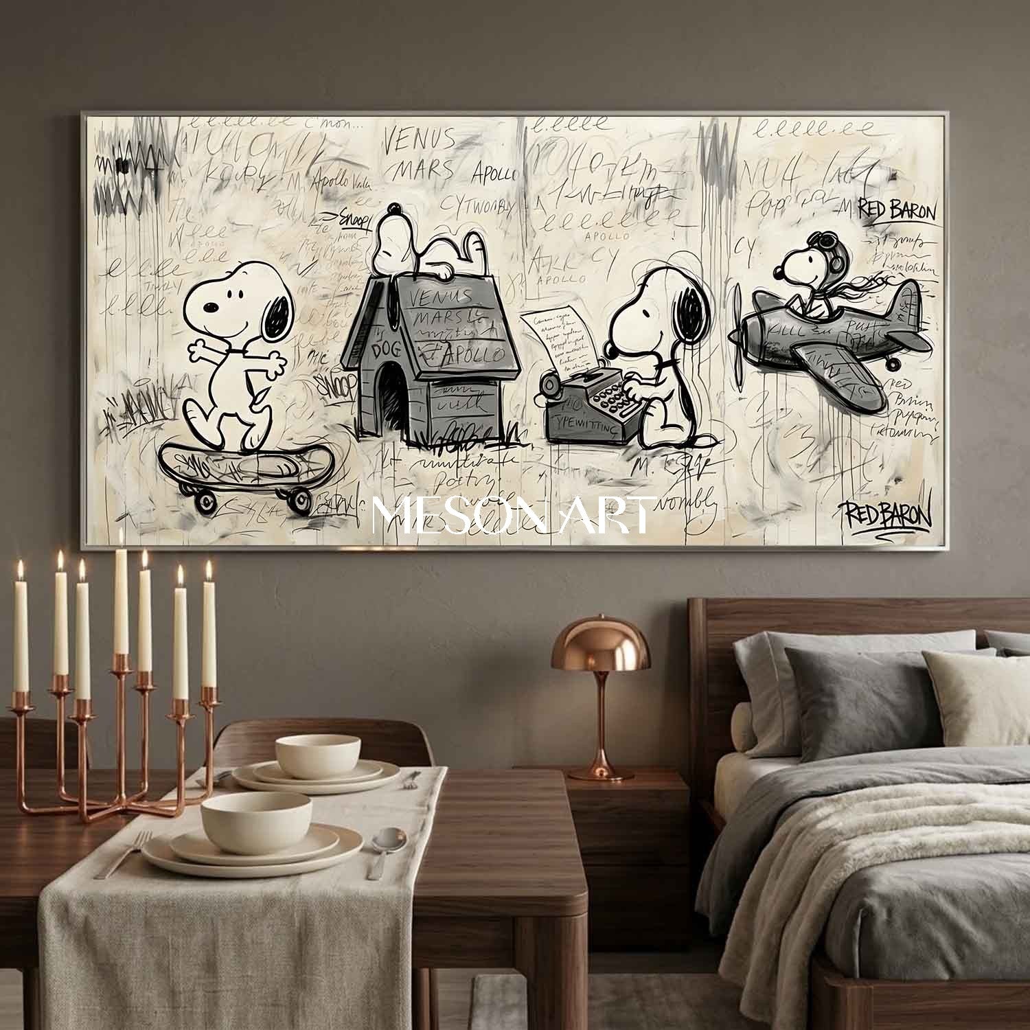 Original Snoopy Graffiti Painting Hand Painted Urban Pop Art Bedroom