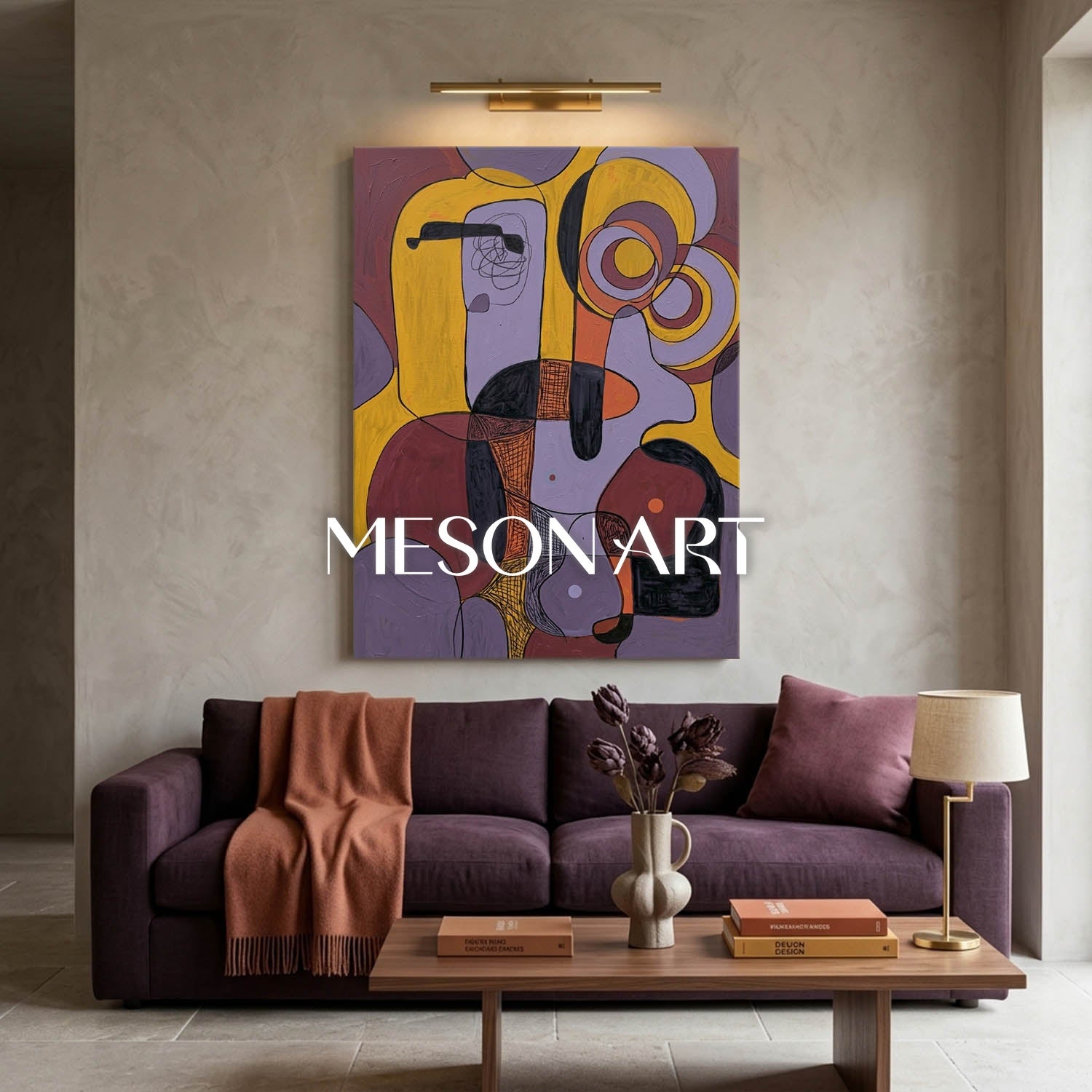 Vibrant Pop Art Painting For Kids Room With Happy Family Cartoon Characters And Colorful Film Strip Design