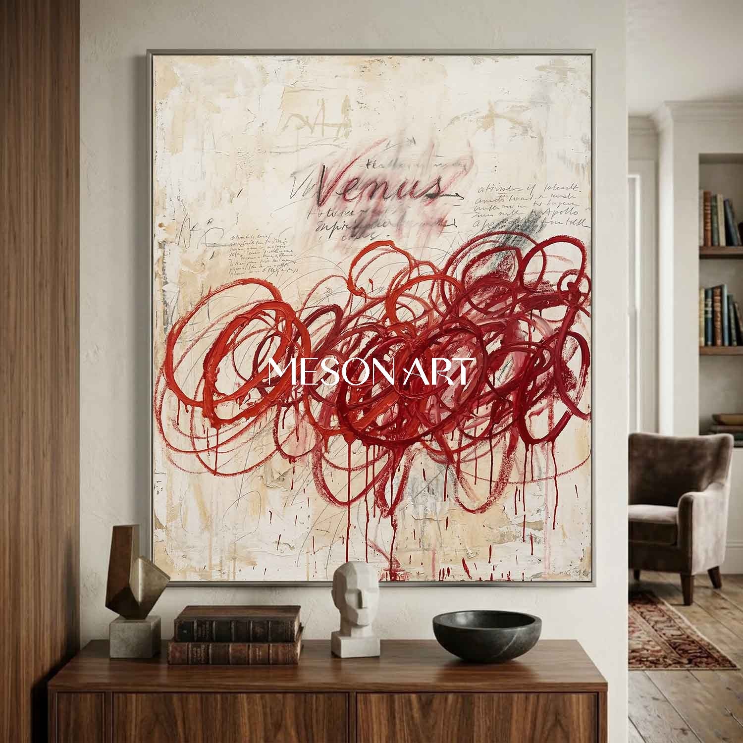 Original Crimson Bacchus Style Painting Large Abstract Expressionist Art