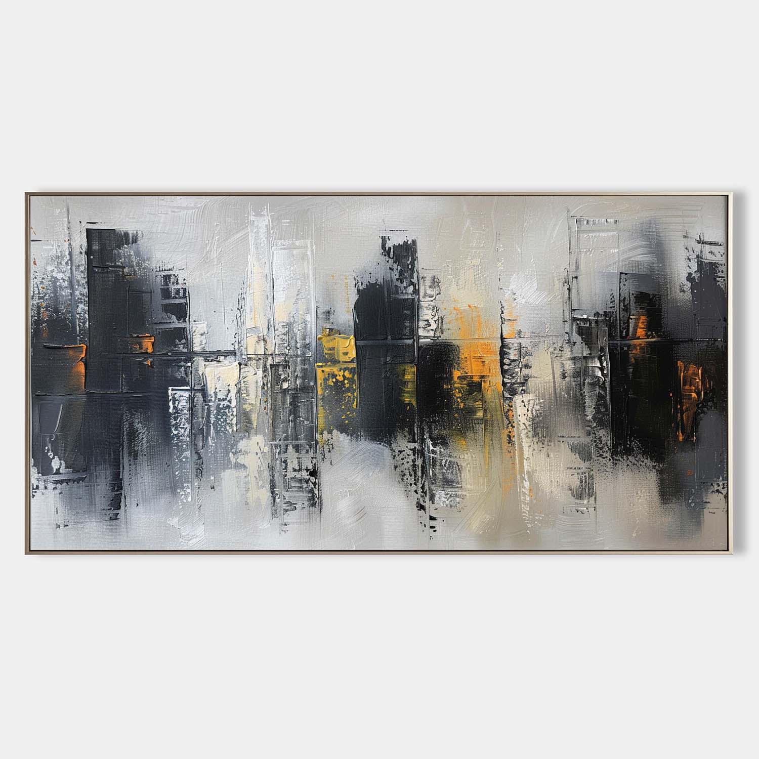 Large Grey and Black Abstract Wall Painting Grey and Black Urban Canvas ...