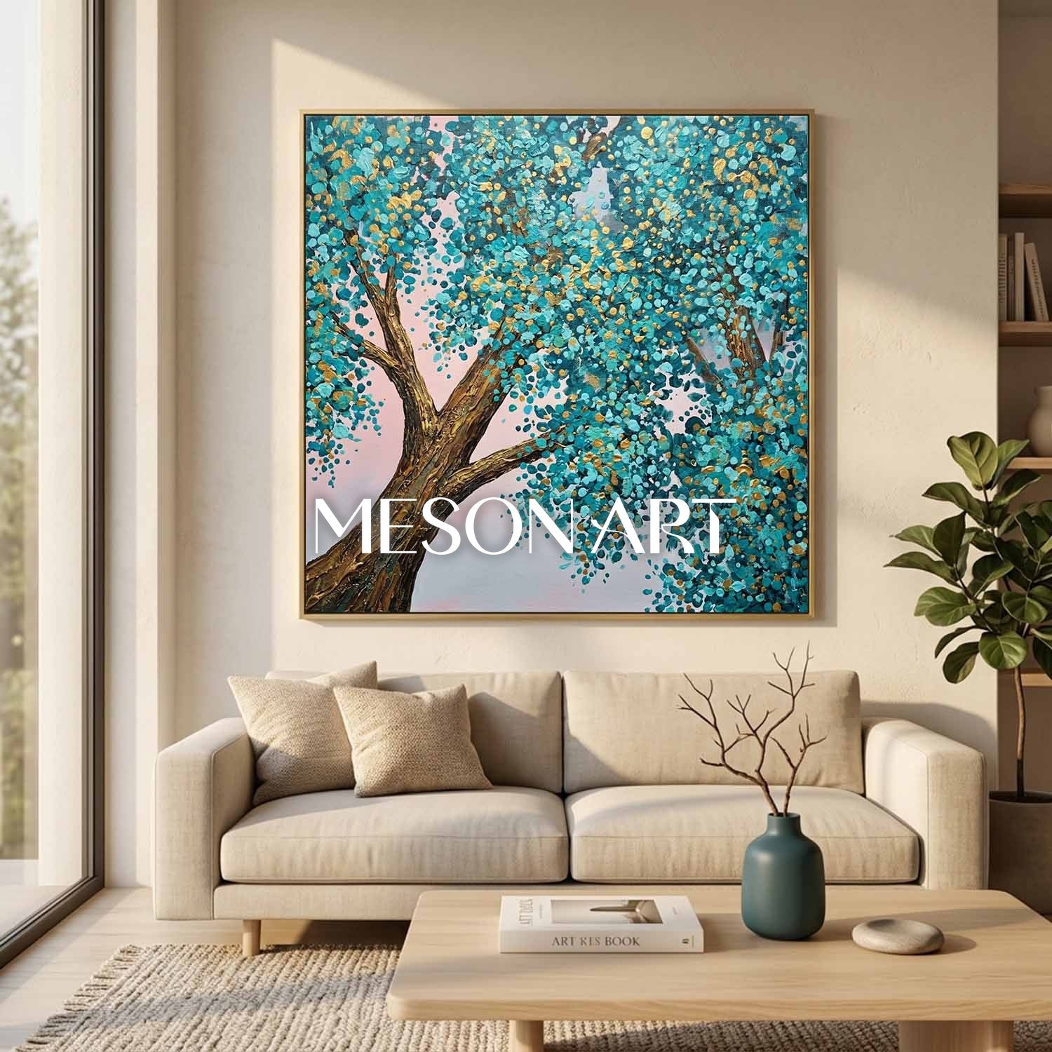 Contemporary Cubist Abstract Painting With Geometric Shapes And Neutral Tones For Modern Home Decor