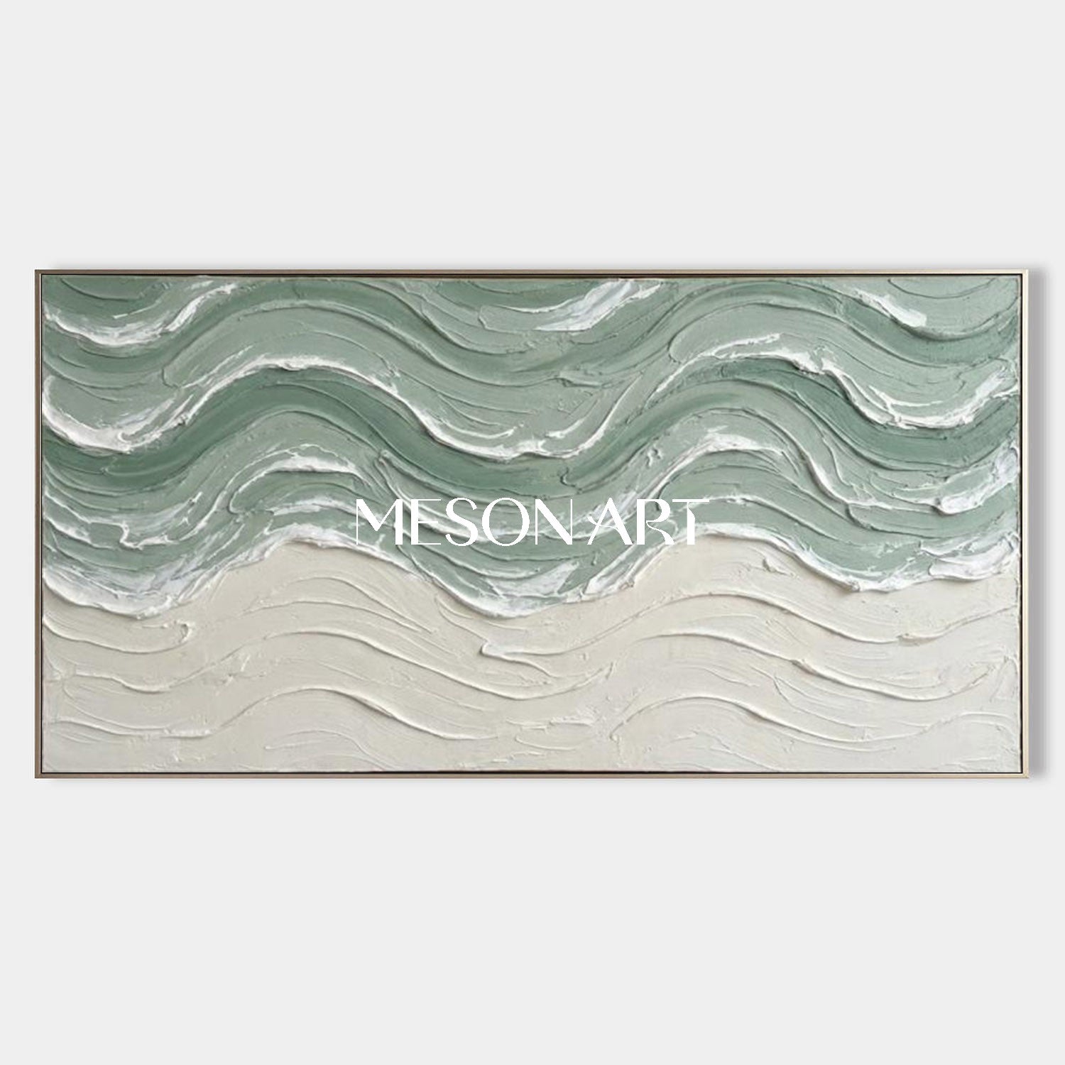 Overlapping White And Beige Wave Painting Abstract Interior Design Wall Decor