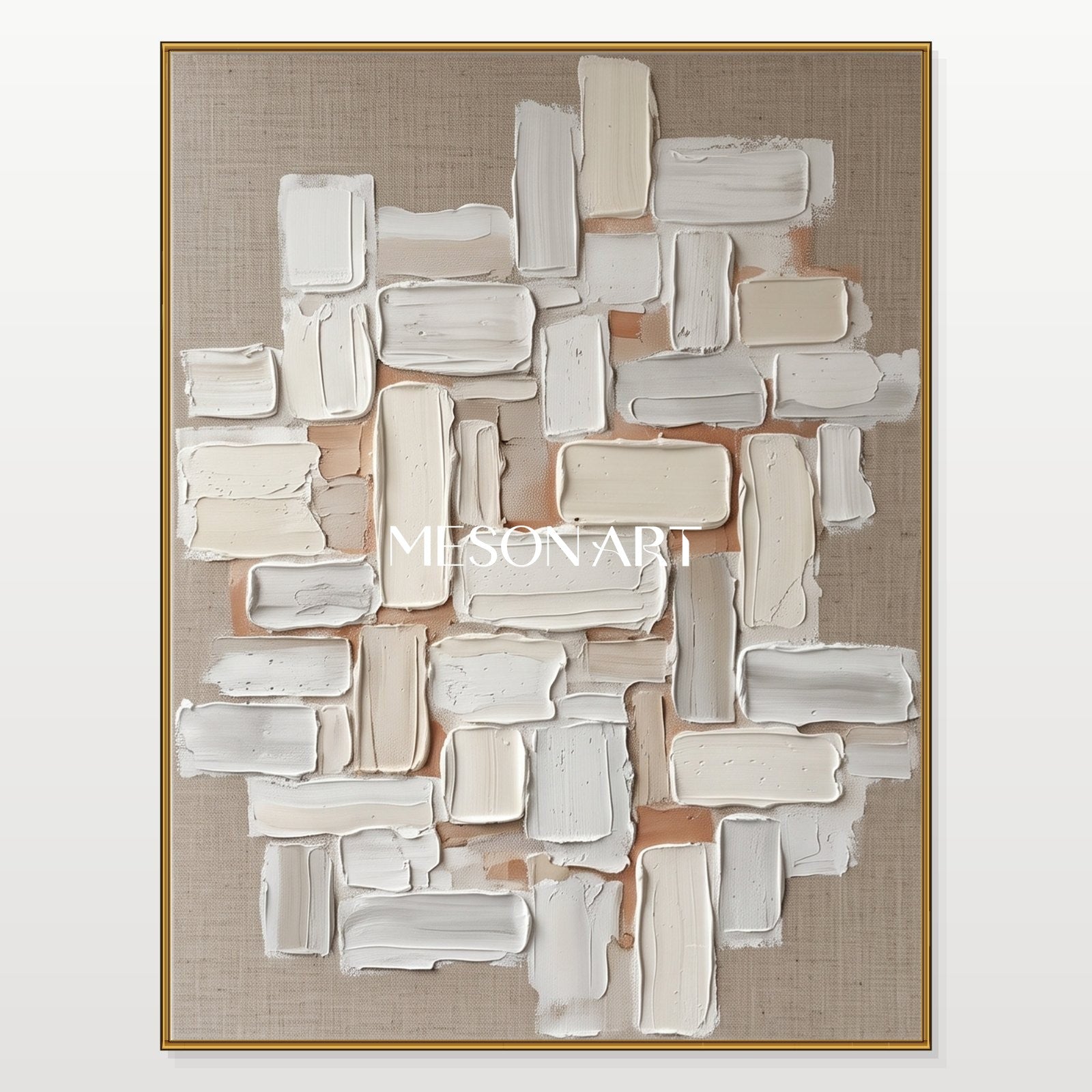 Minimalist Abstract Painting With Textured Relief For Modern Home Decor