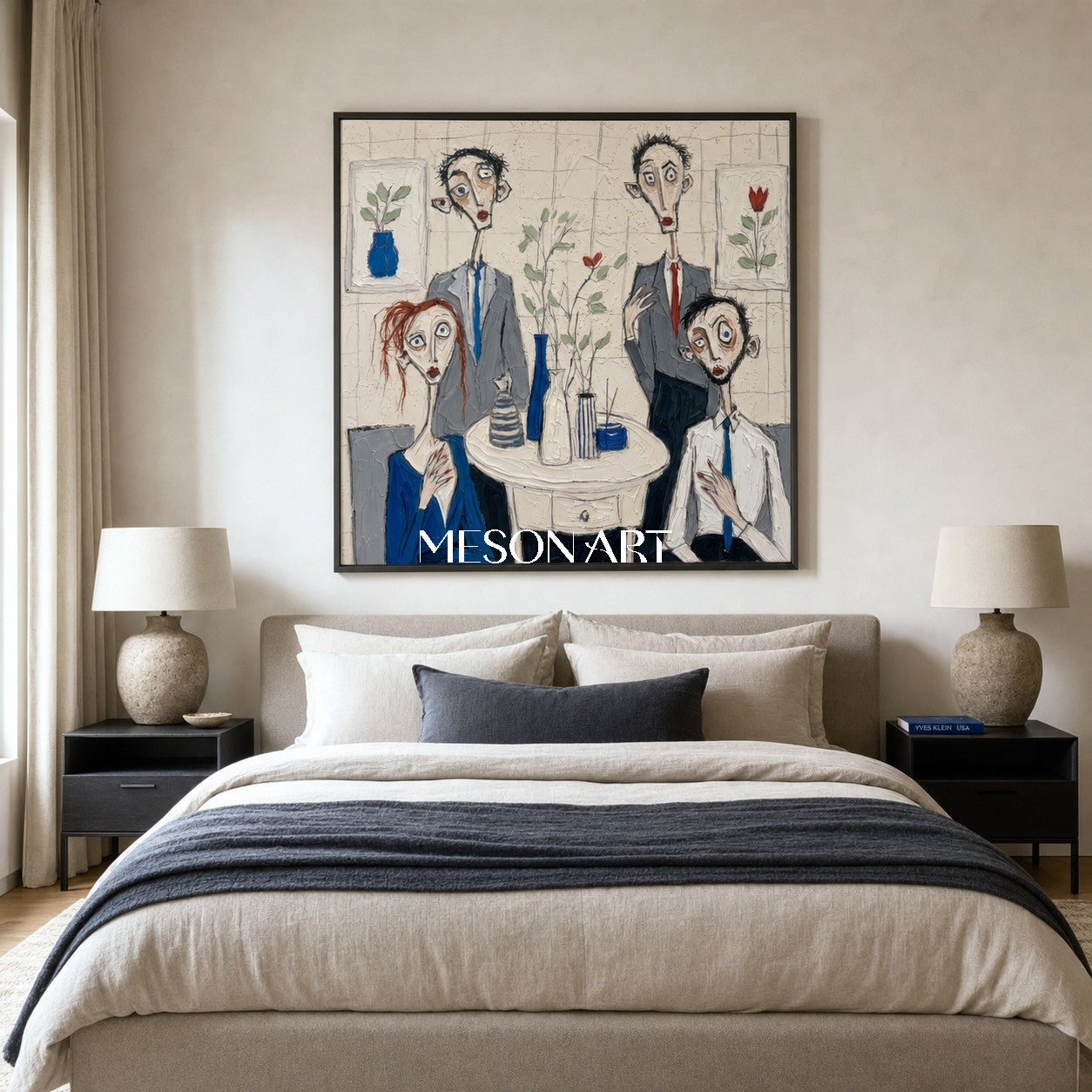 Expressive Figurative Oil Painting With Textured Brushwork For Modern Living Room Decor