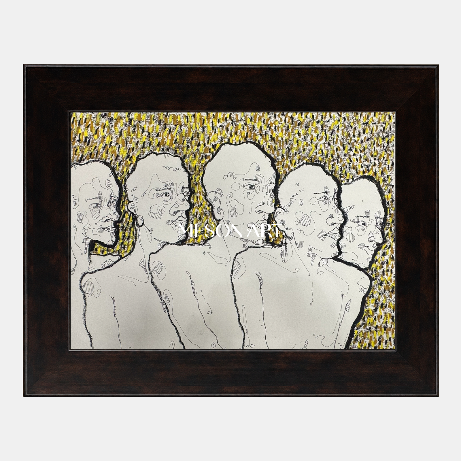 White And Gold Painting Original Contemporary Art Rectangular Wall Decor For Living Room By Mesonart