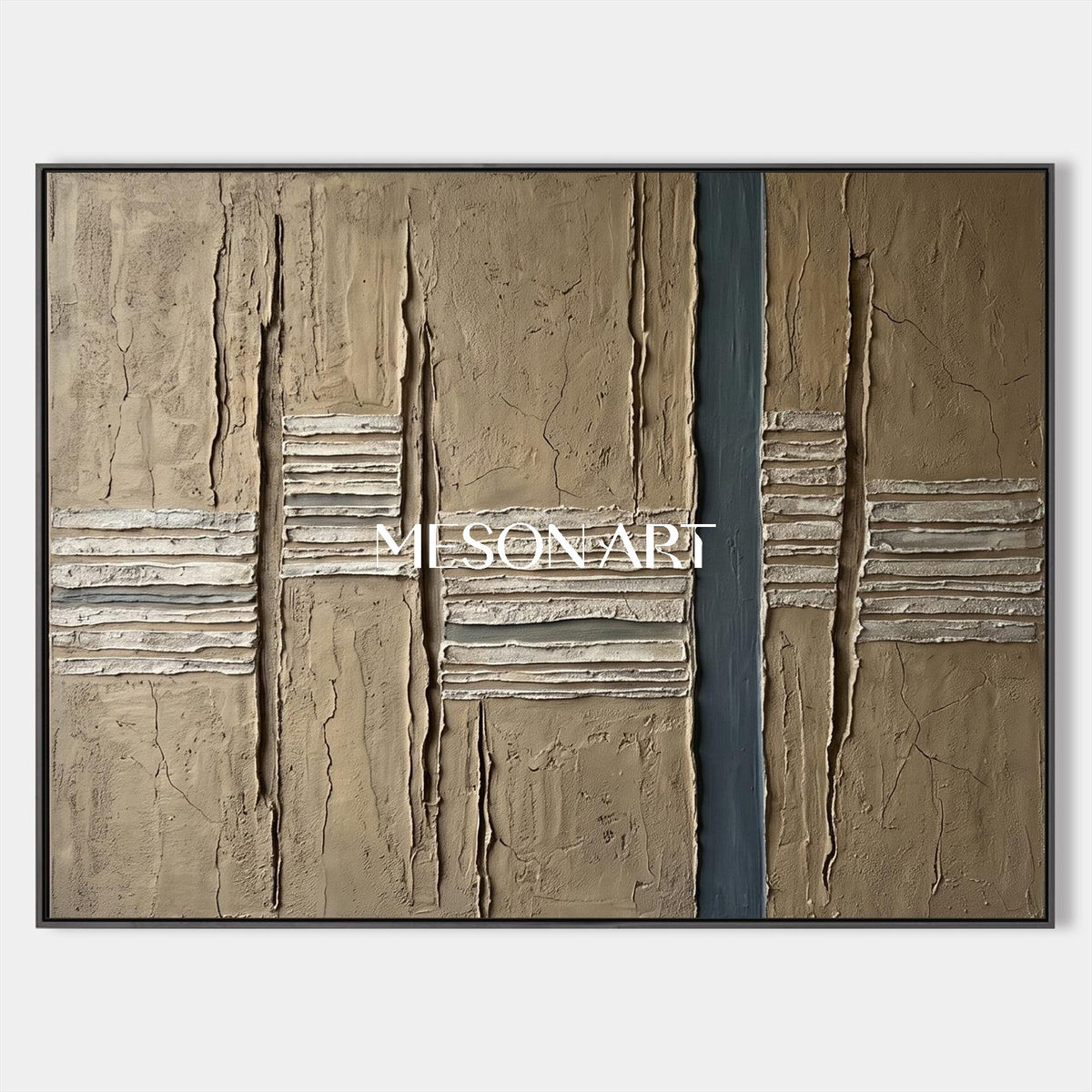 Brown Abstract Art Rectangular Painting Original Artist Hand Painted Textured Wall Decor For Living Room By Mesonart