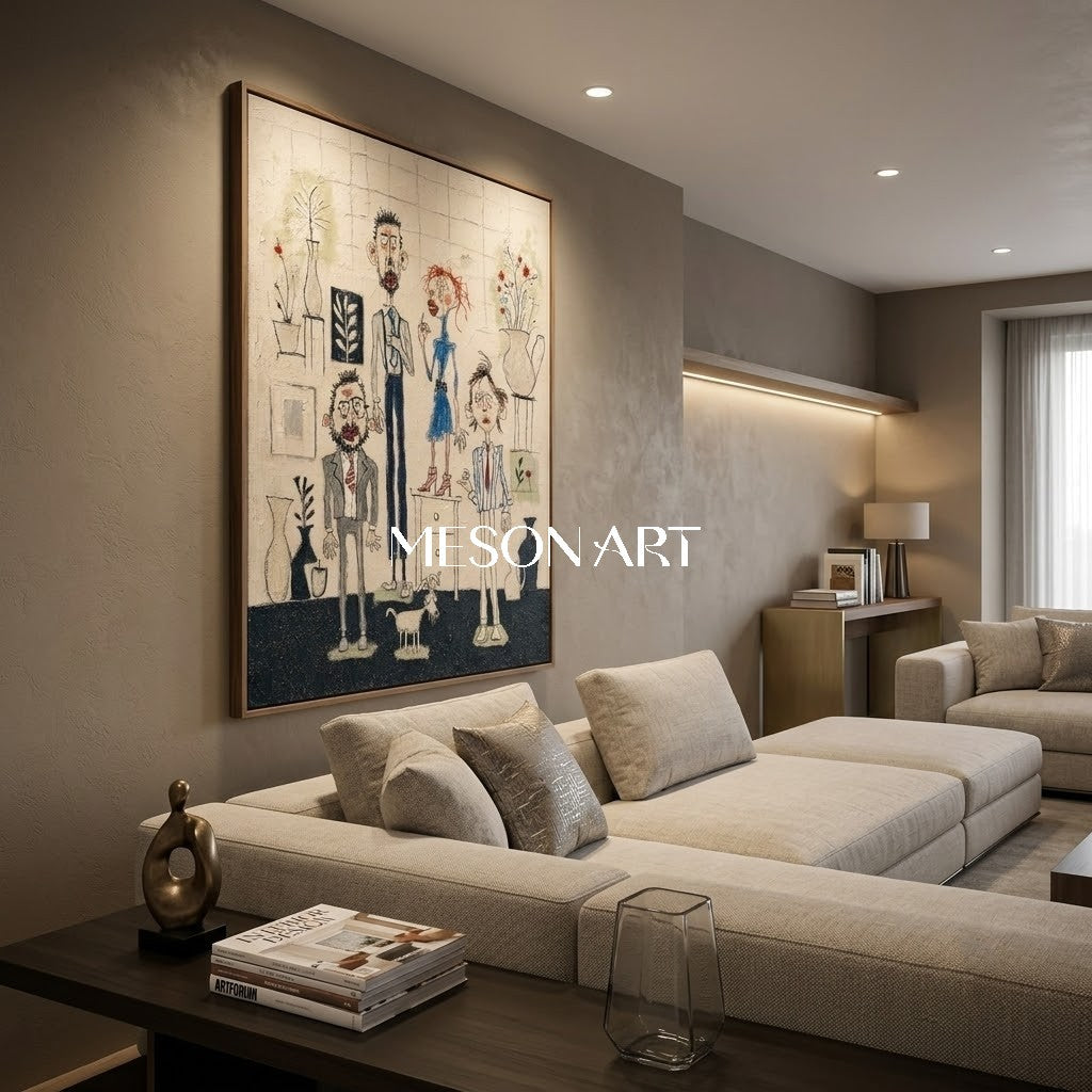 Original Expressionist Figurative Art With Textured Canvas For Modern Living Room Decor
